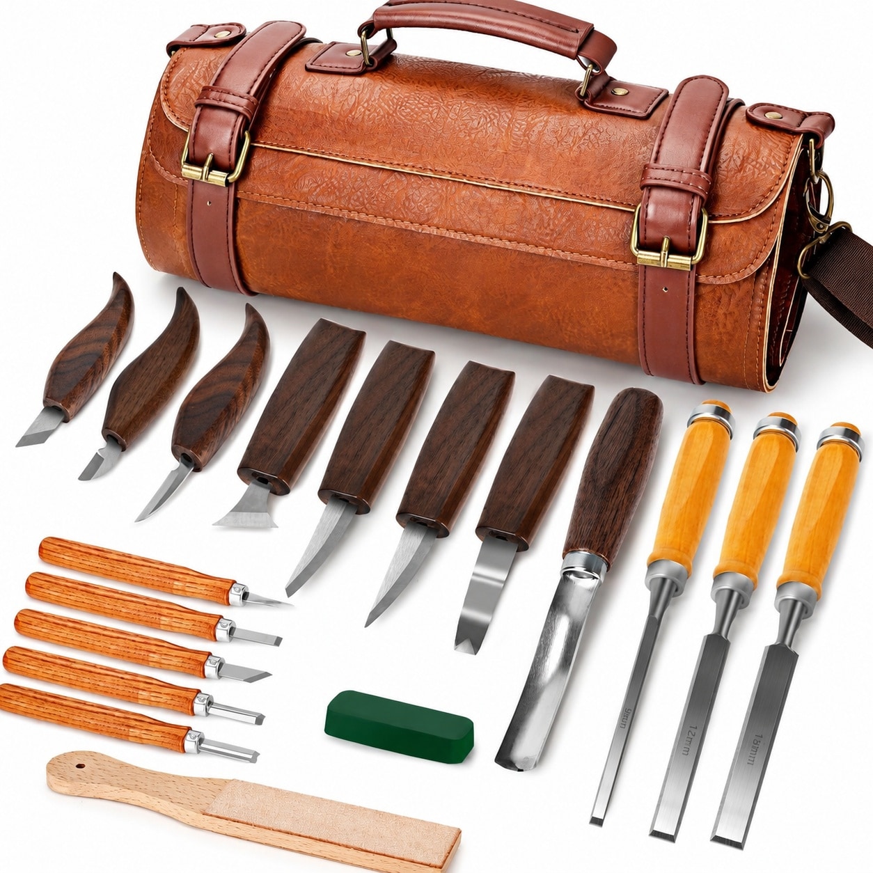 LILILIAN FMY 20-Piece Wood Carving Kit with Leather Storage Bag ...