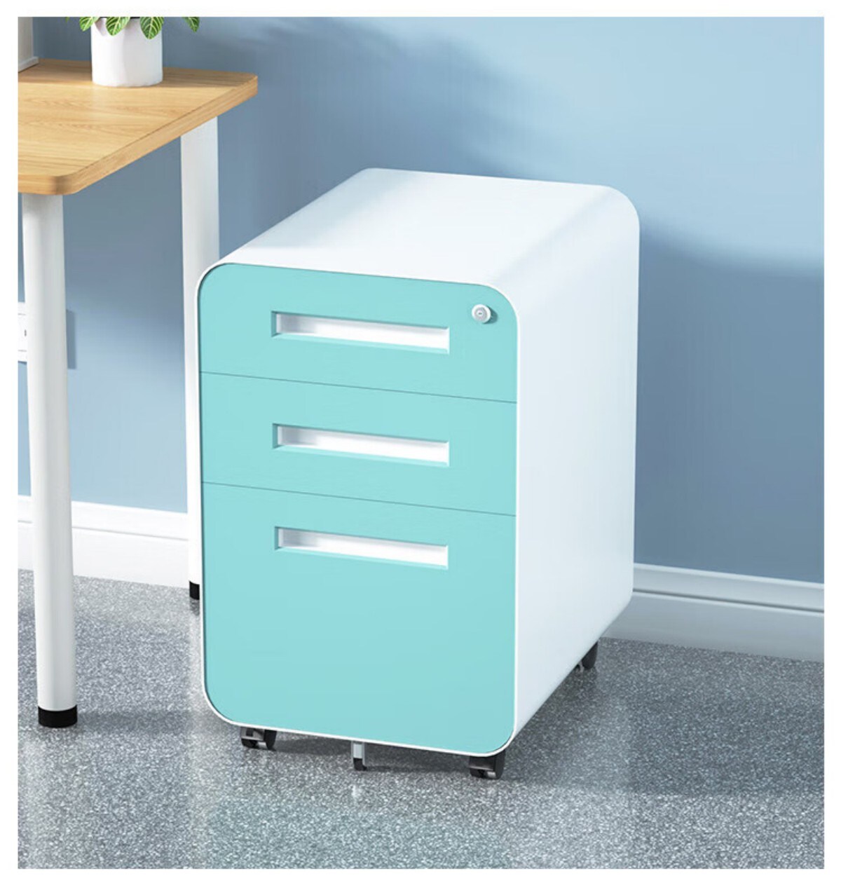 Tatayosi JL-7P189967 3 Drawer Mobile File Cabinet Under Desk Office Simple Style Versatile Storage Cabinet for Legal Letter A4 Files 5 Wheel Design Anti - Tilting Cold Rolled Steel Waterproof Moisture - Proof