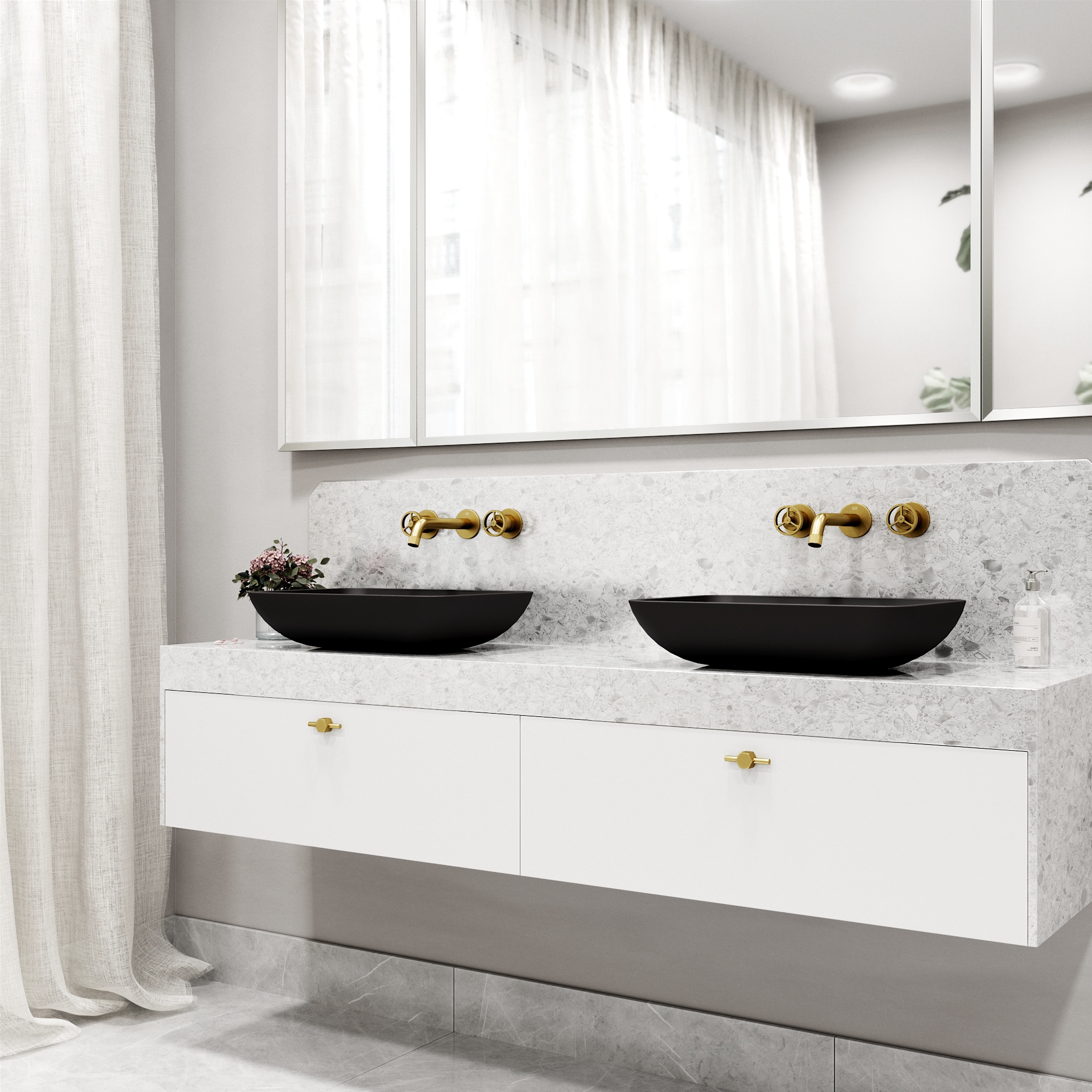 Brooklyn Industrial-Chic Matte Brushed Gold Dual-Handle Faucet