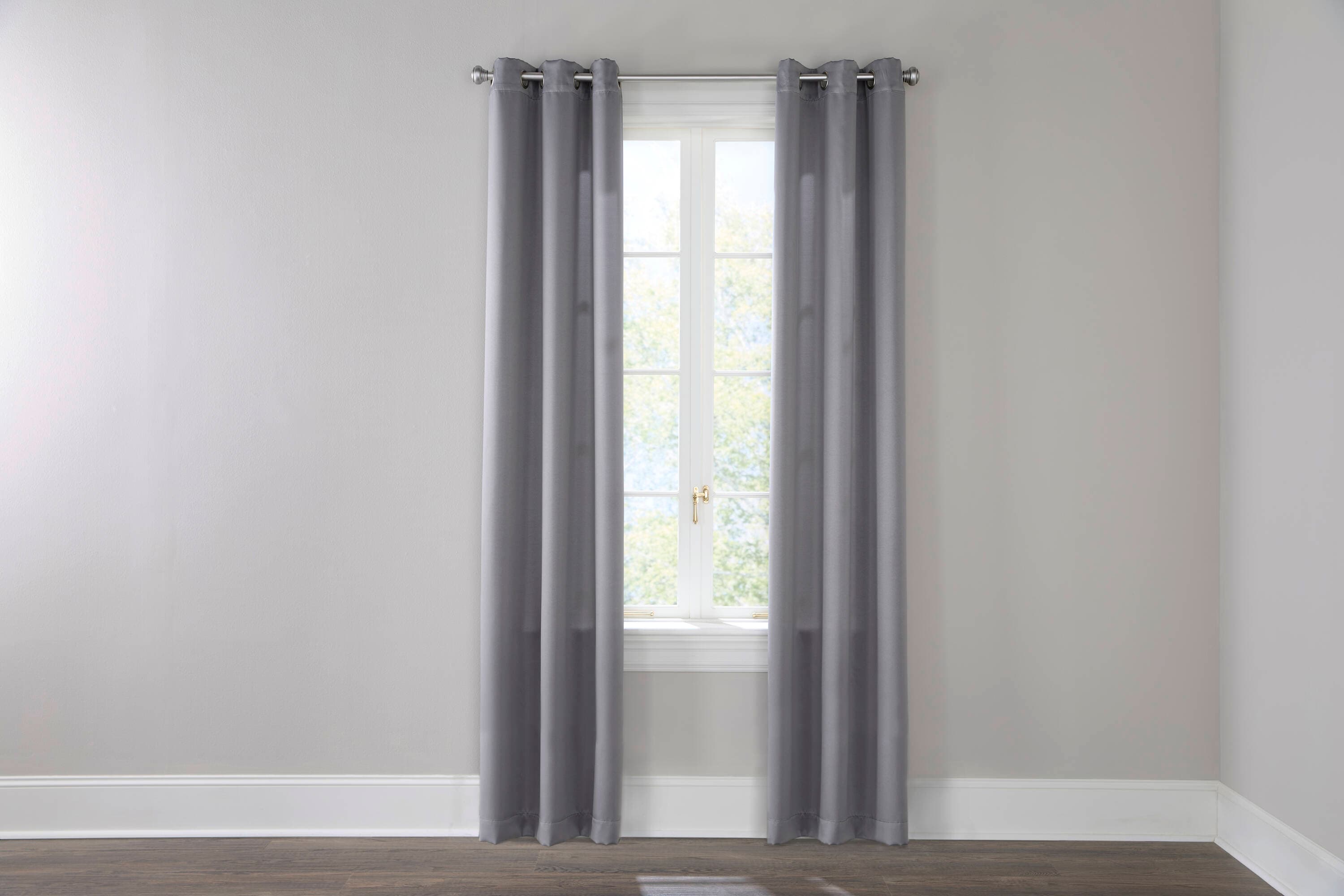 Style Selections 1098524 84.0-Inches Gray Blackout Grommet Curtain panel pair
