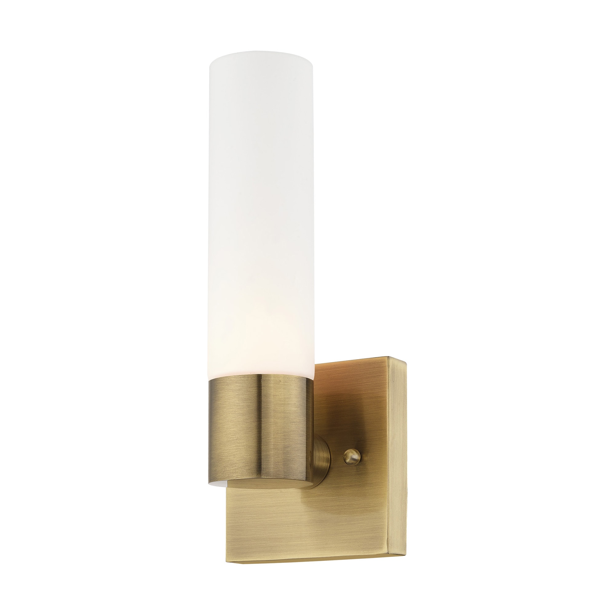 Antique Brass 11" Wall Sconce with Opal Glass