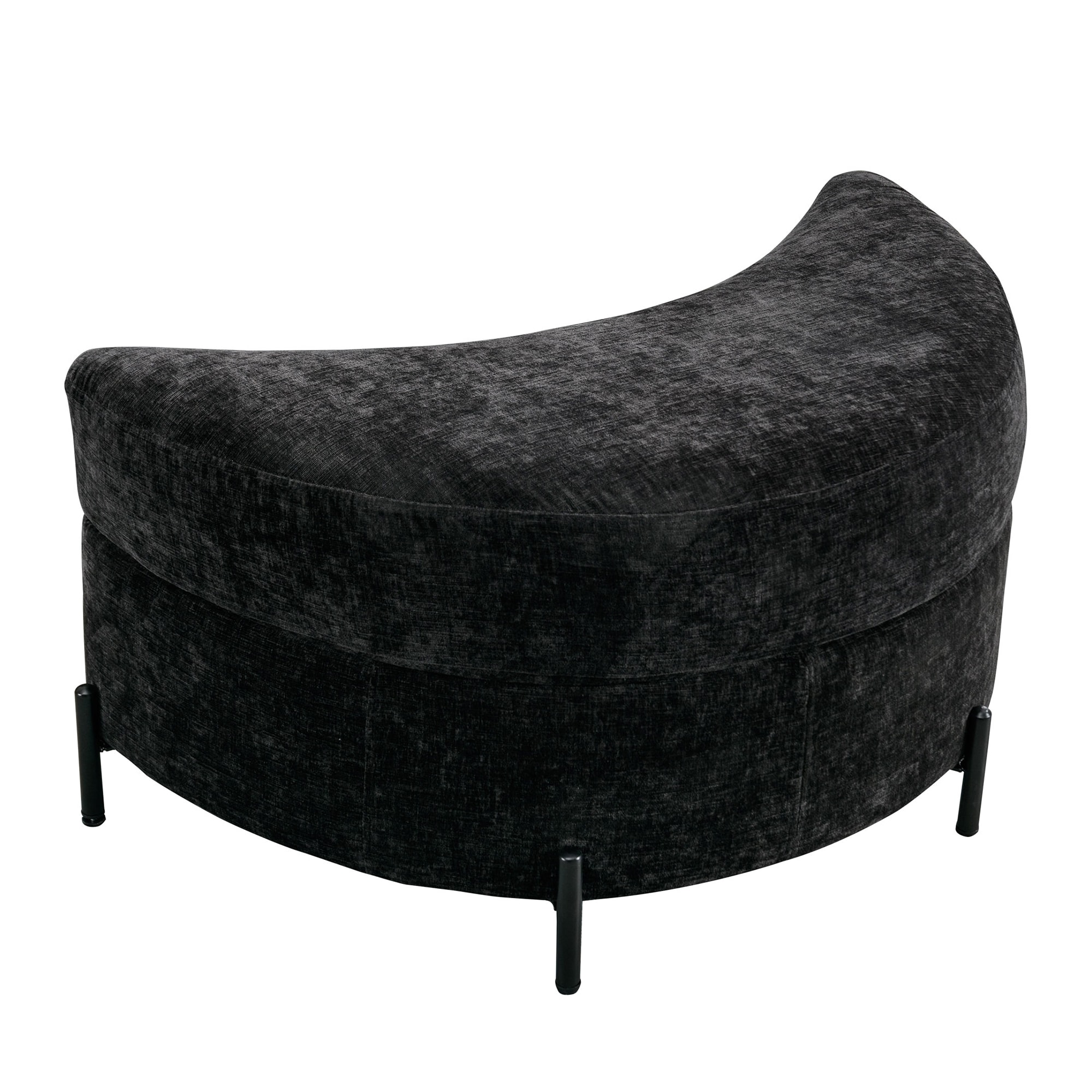 Hrinhom HC-W4001-BLACK Modern BLACK Crescent Storage Ottoman