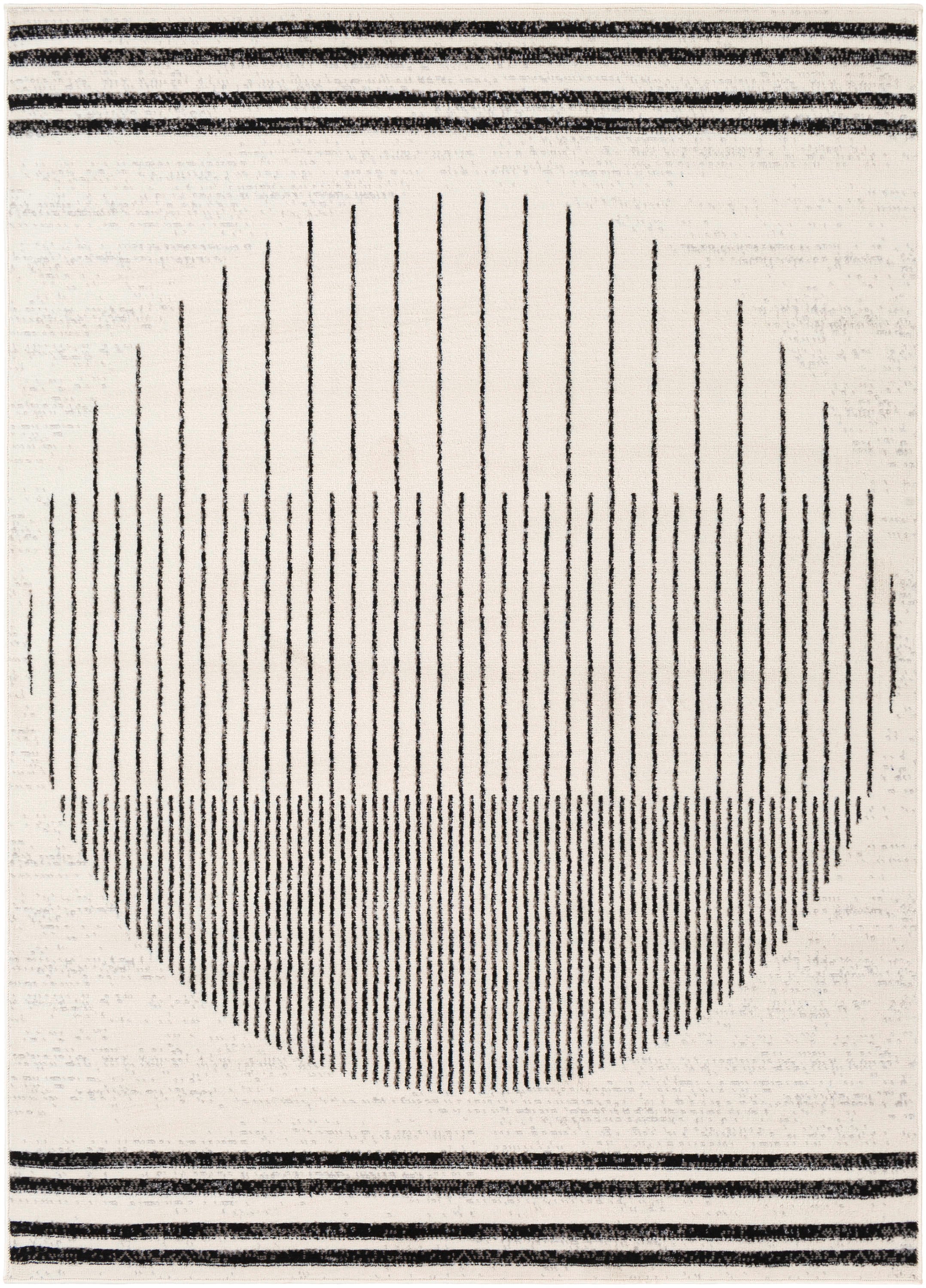 Penrod Black and Ivory Geometric 5' x 7' Area Rug