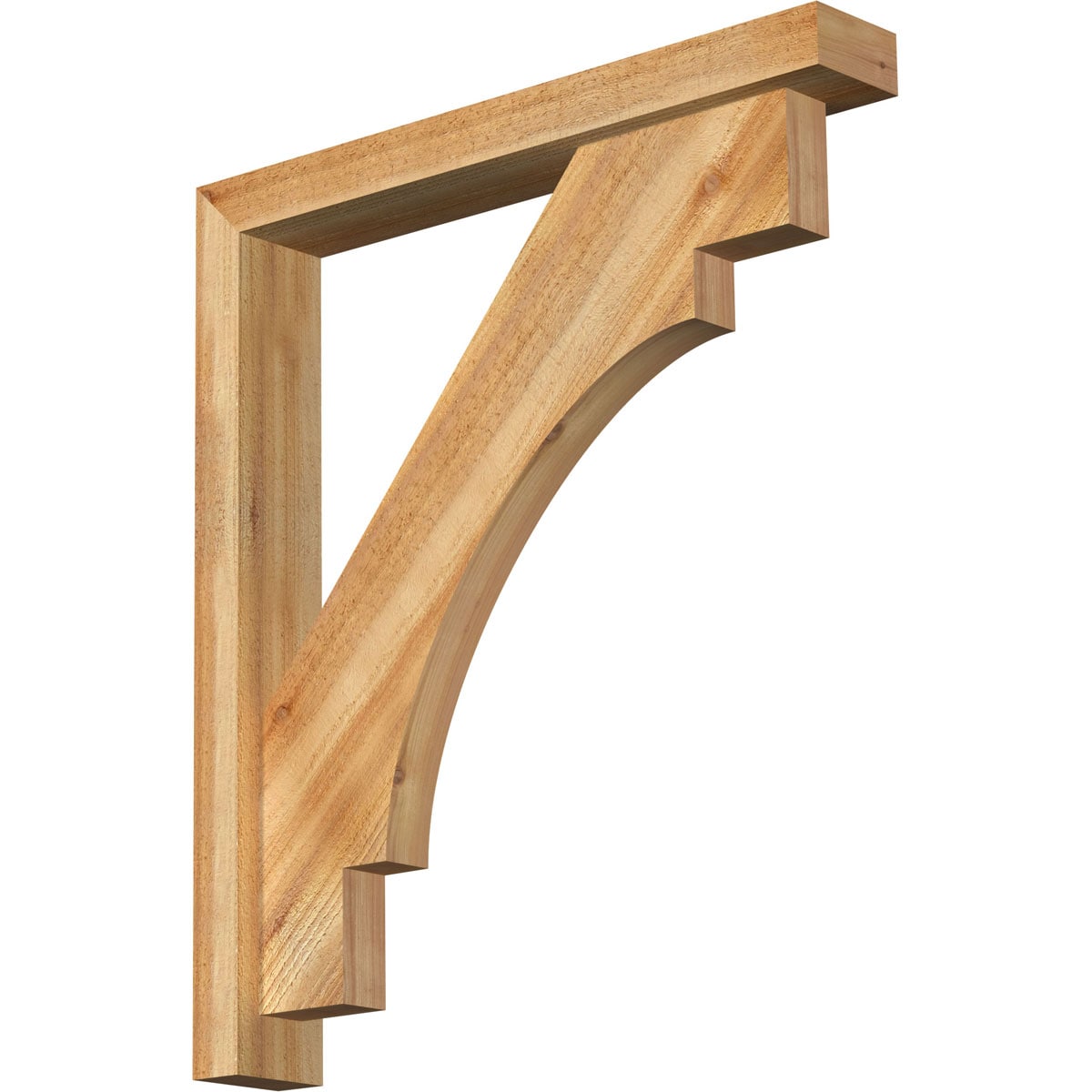 Ekena Millwork 1463027 Merced Block Rough Sawn Bracket with Offset Brace 4-in x 26-in x 30-in Western red cedar Brown Wood Standard bracket