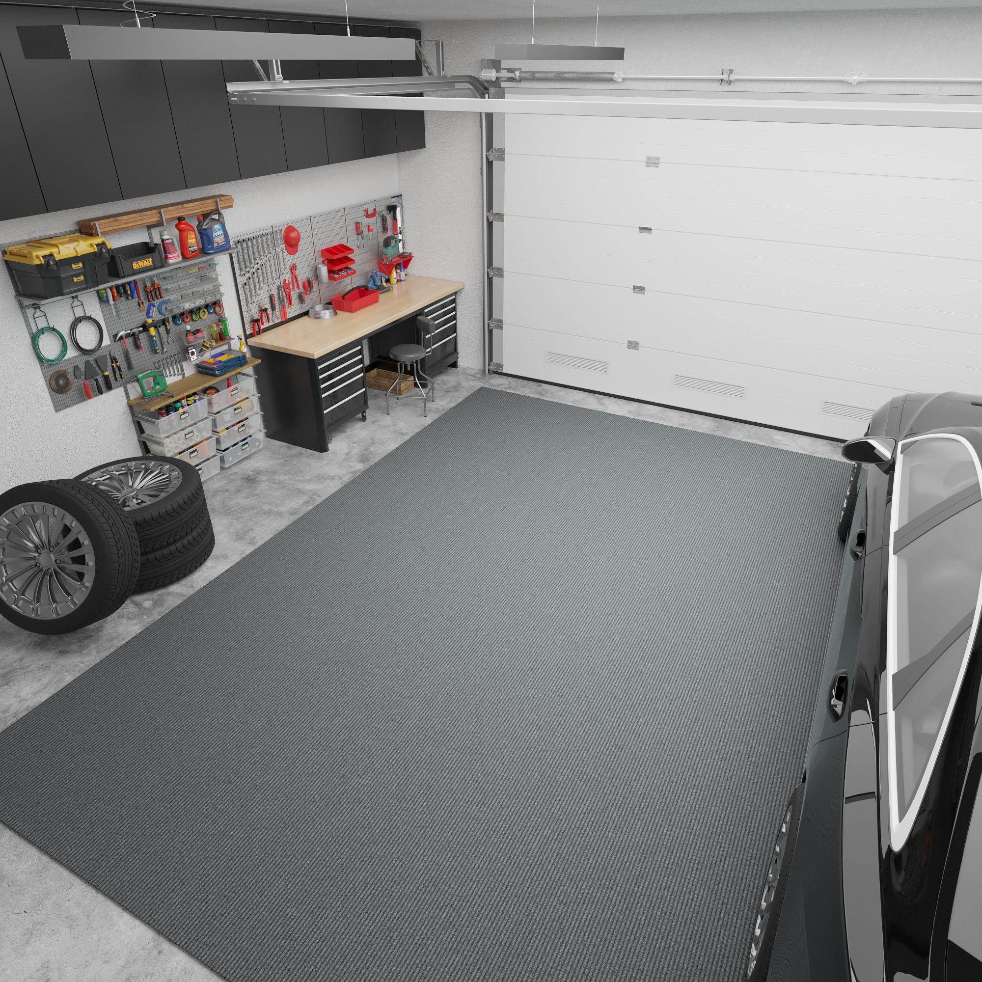 Ottomanson Non-Slip Garage Utility Mat 7 X 11 (ft) Gray Indoor/Outdoor ...