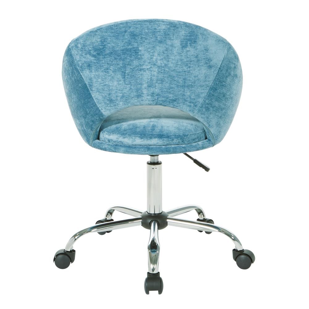 Royal Blue Chrome Swivel Office Chair with Padded Scoop Seat