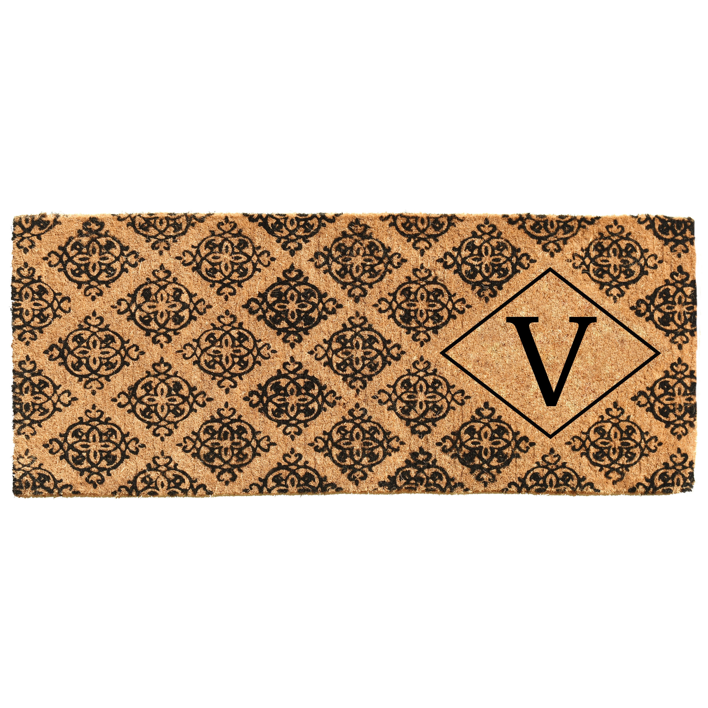 Callowaymills 103331846V 18-in x 46-in Natural/Black Coir Non-Slip Grip Indoor or outdoor Decorative Door Mat