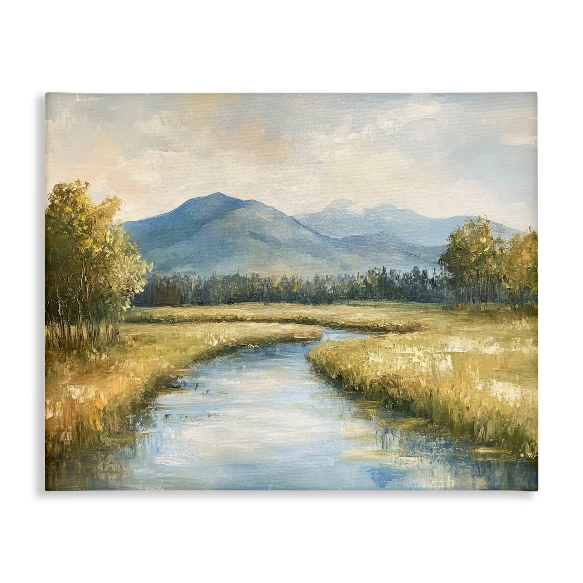 Stupell Industries BT-824-CN-24X30 River Bend with Tall Grass Canvas Wall Art By Petal Prints Design 30 x 24