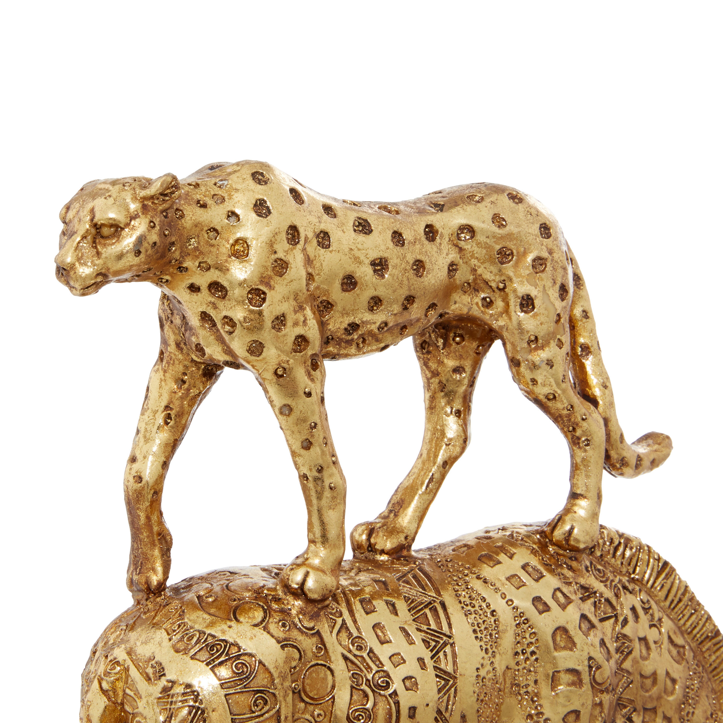 Elegant Gold Resin Elephant Sculpture 24" Decor Accent