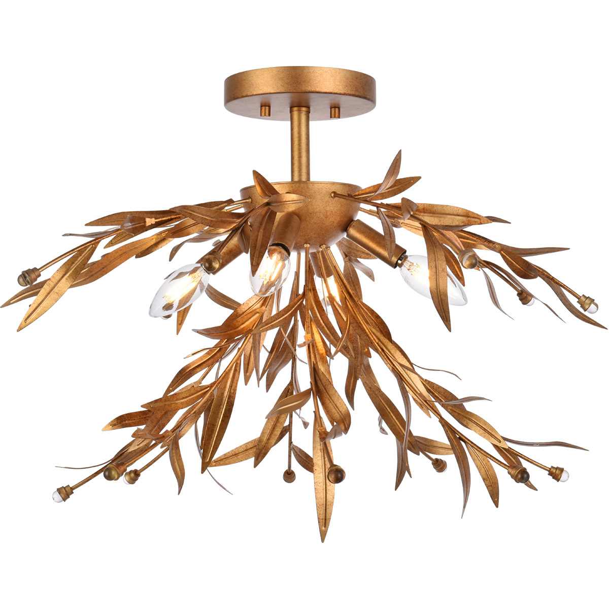 Elegant Lighting 2369682 Living District LD810F23GL Priscilla Flush Mount Gold Leaf