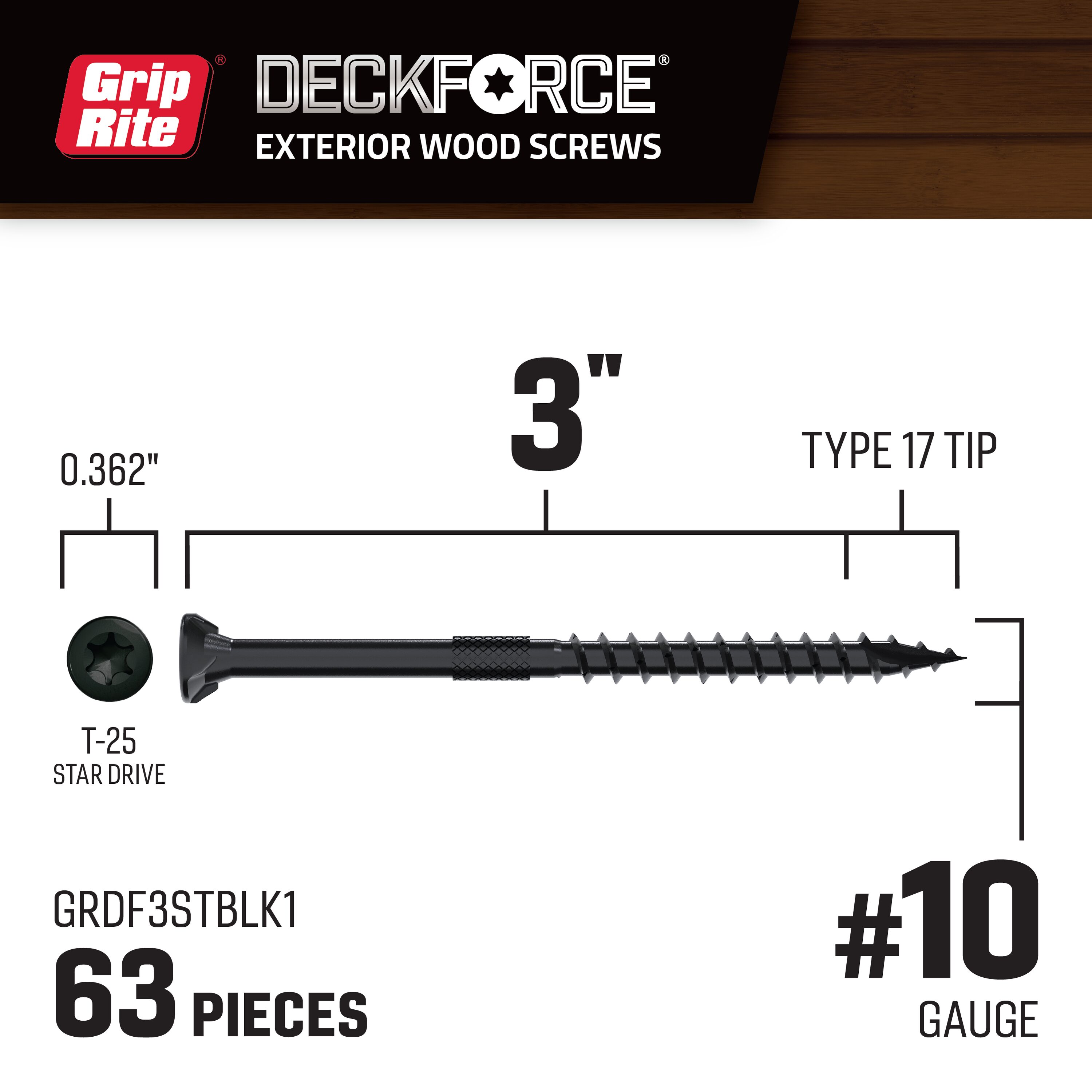 DeckForce by Grip Rite GRDF3STBLK1 Deck-Screws - View #2