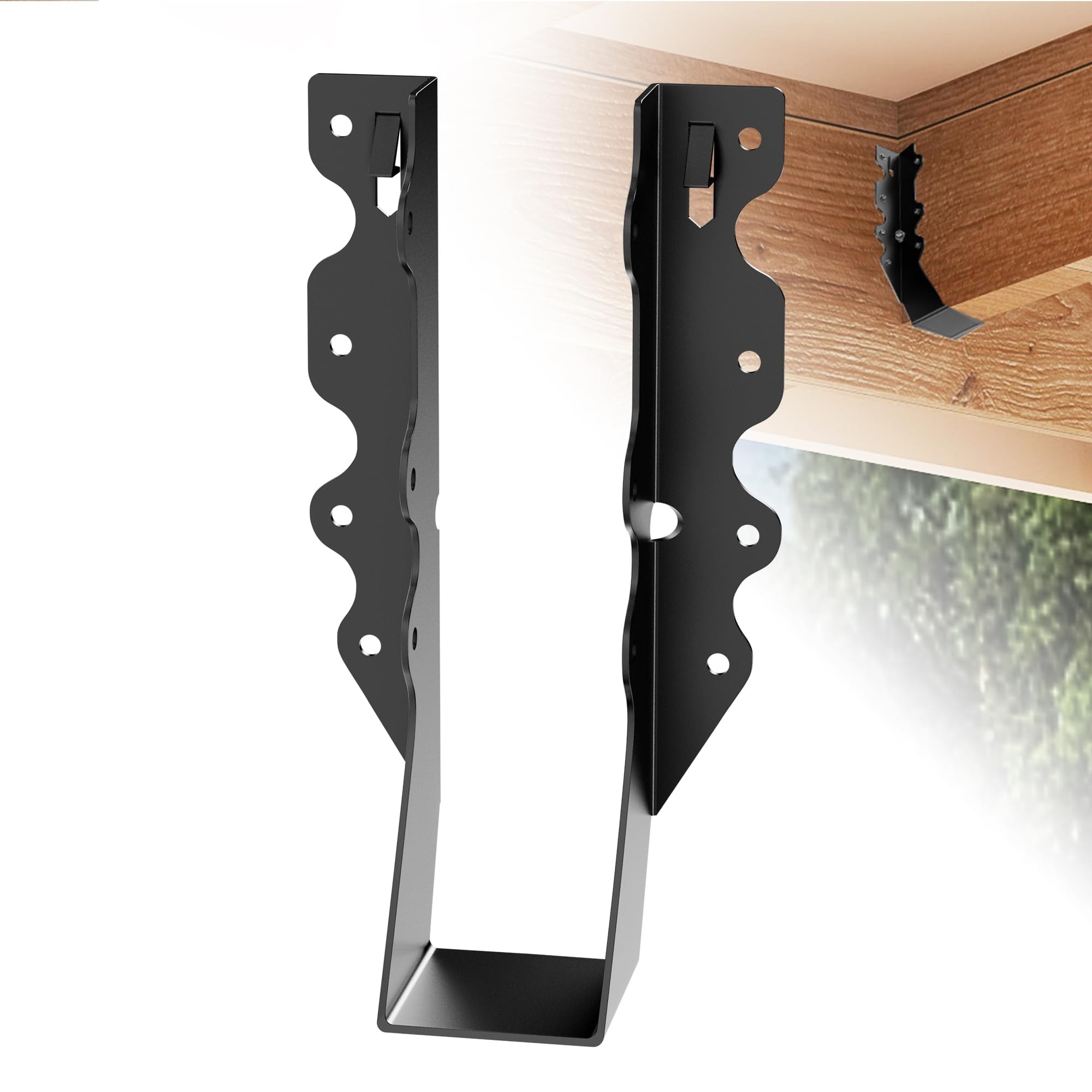 Phyfalip 25 Pack 2x8 Joist Hangers Black Face Mount Q235B Steel Powder Coated Connectors for Floor Deck Ceiling Joists and Rafters 1-1/2 x 7-1/4 Inch #LPF0502Z01