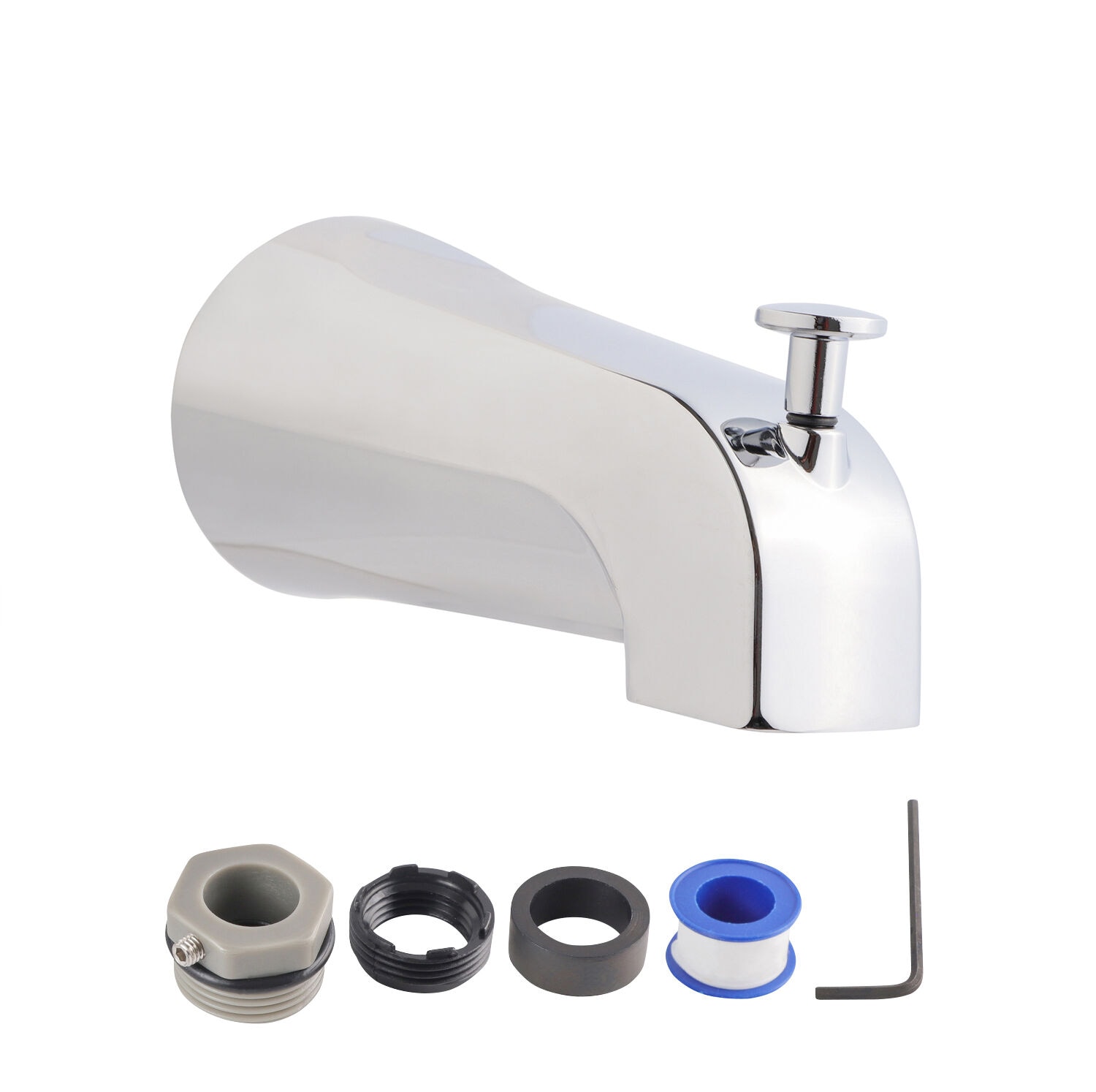 Supply Giant Tub Spout .5 Inch FIP Nose Thread Bathtub Faucet With Diverter Universal 4 Way Fit Chrome Plated Finish