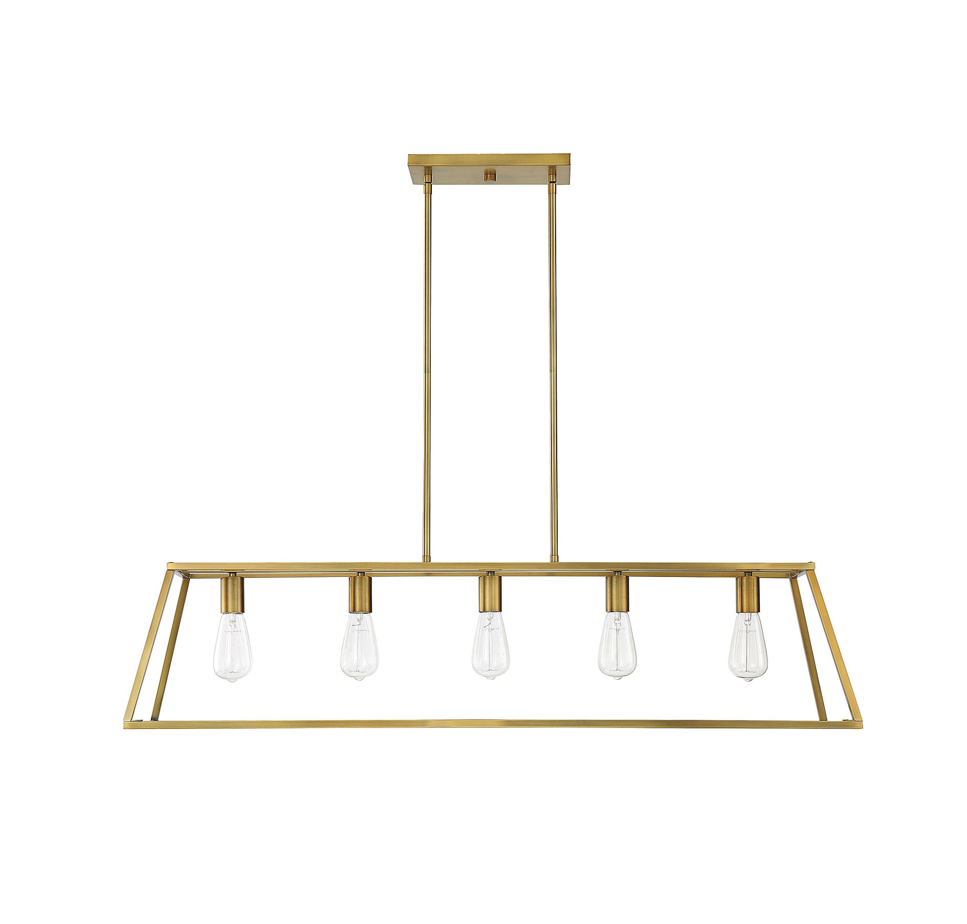 Denton Warm Brass Geometric 5-Light Linear Chandelier