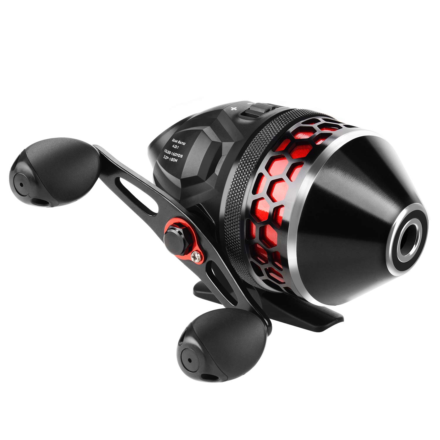 Aoibox Brutus Spincast Fishing Reel with Dual Pickup System 4 0 1 Gear Ratio 5 Ball Bearings Reversible Handle Pre Spooled Stainless Steel | LABVA061