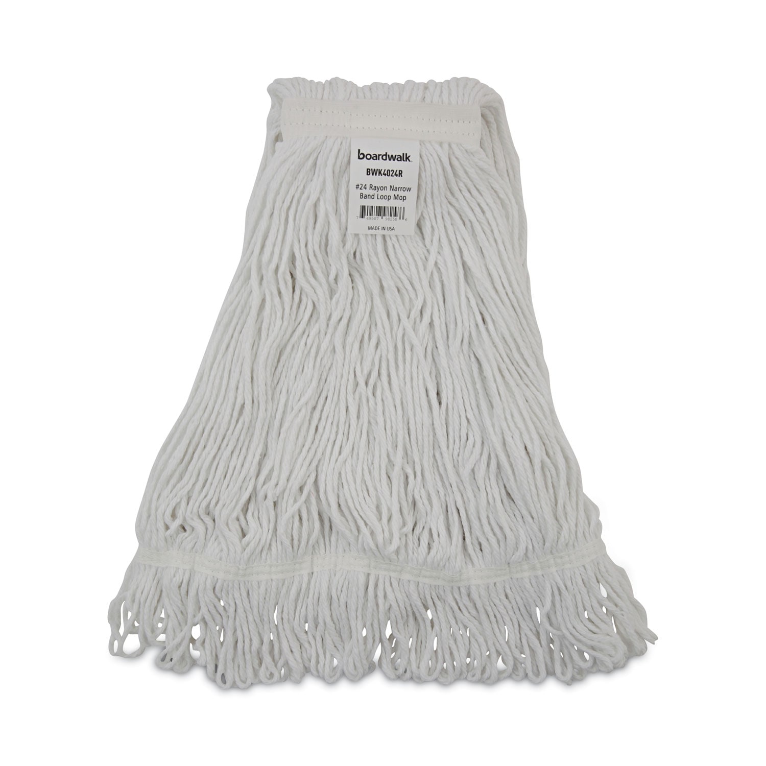 Boardwalk Pro Loop Web Tailband Wet Mop Head Rayon #24 Size White 12 per Carton