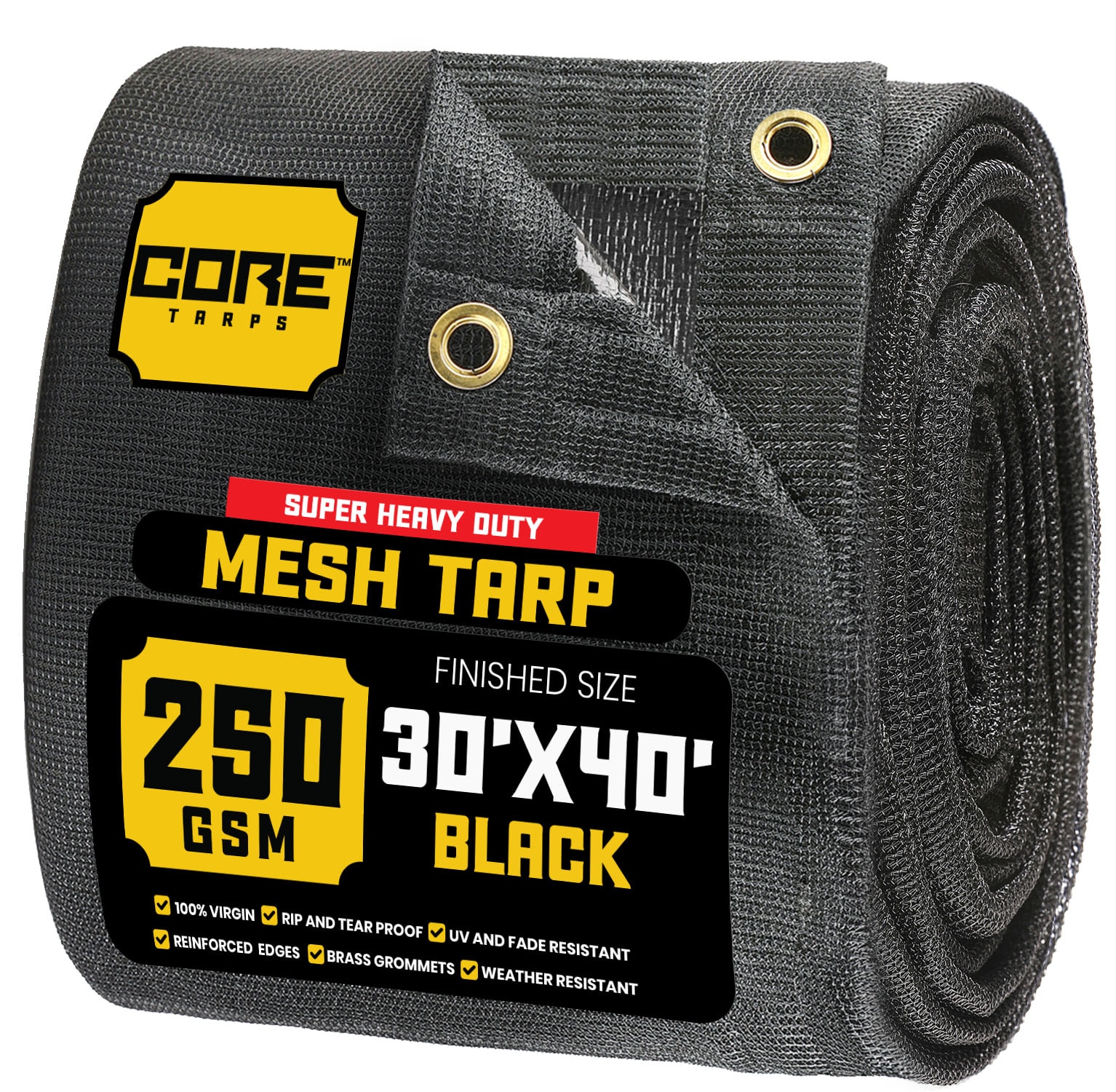 Core Tarps CT-801-30X40 30-ft x 40-ft Black Commercial Polyethylene
