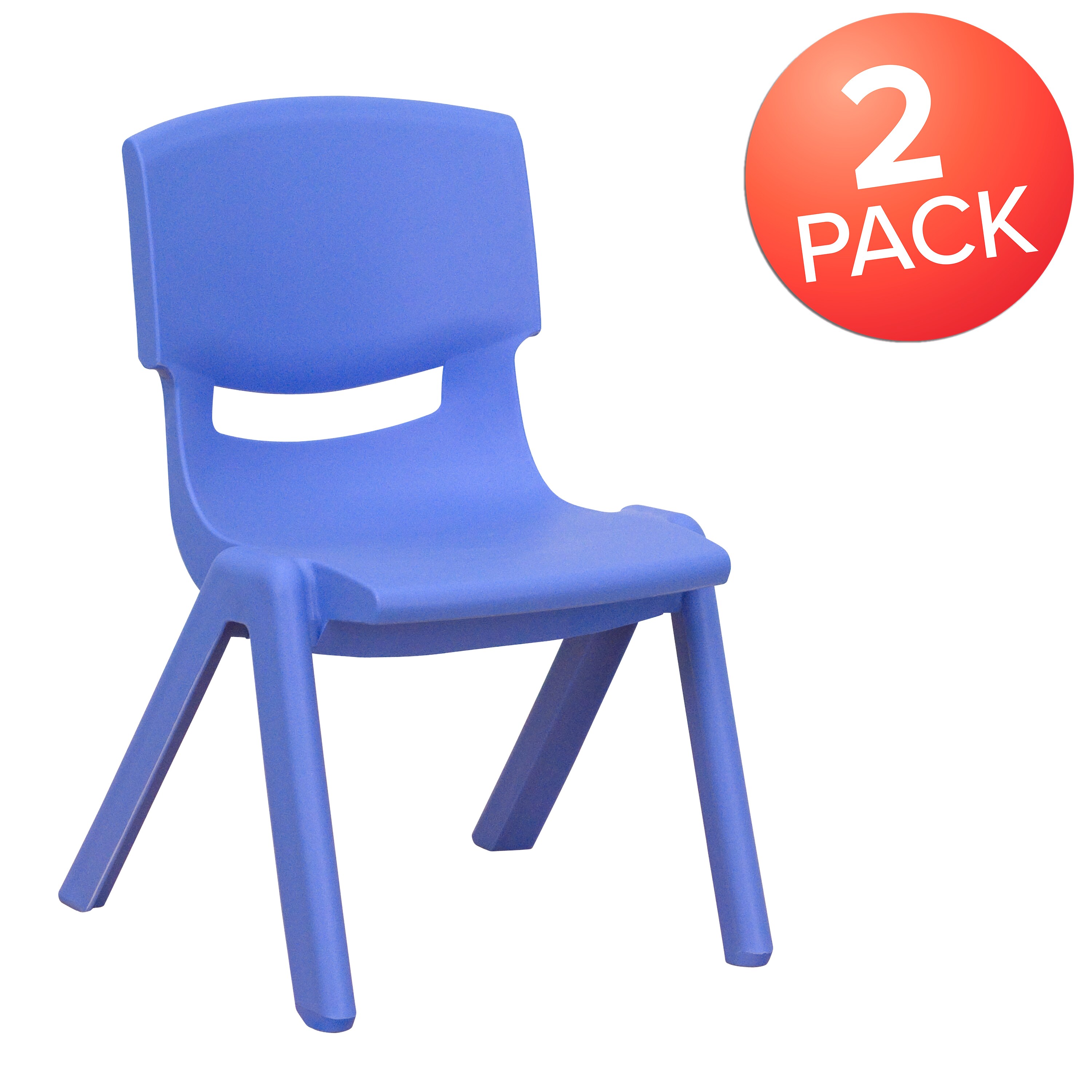 Whitney Stackable Blue Plastic Preschool Chairs, 2 Pack