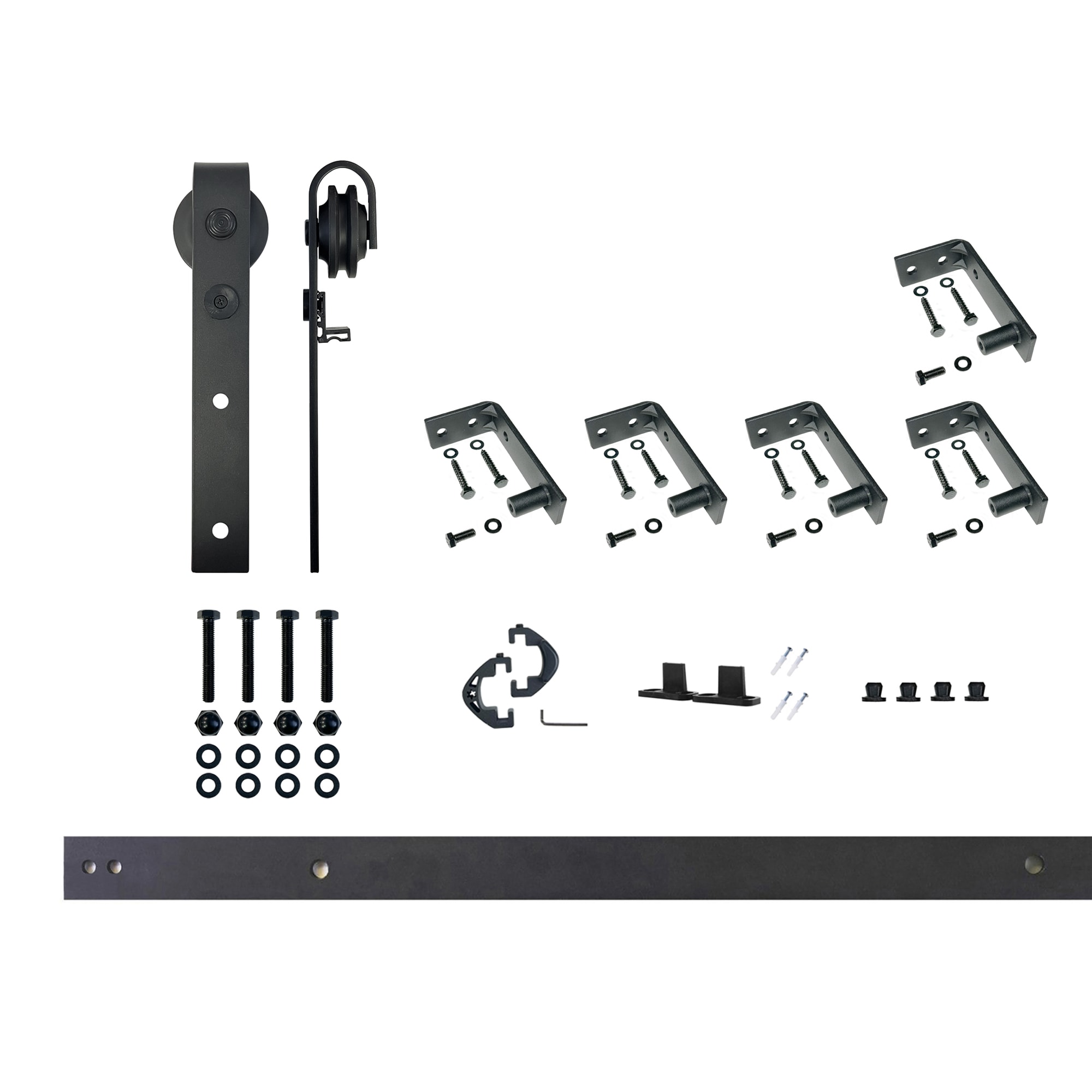 HOMACER CM-YT1TGH072C 72-in Rustic black Black Indoor J-strap Single Barn door hardware kit
