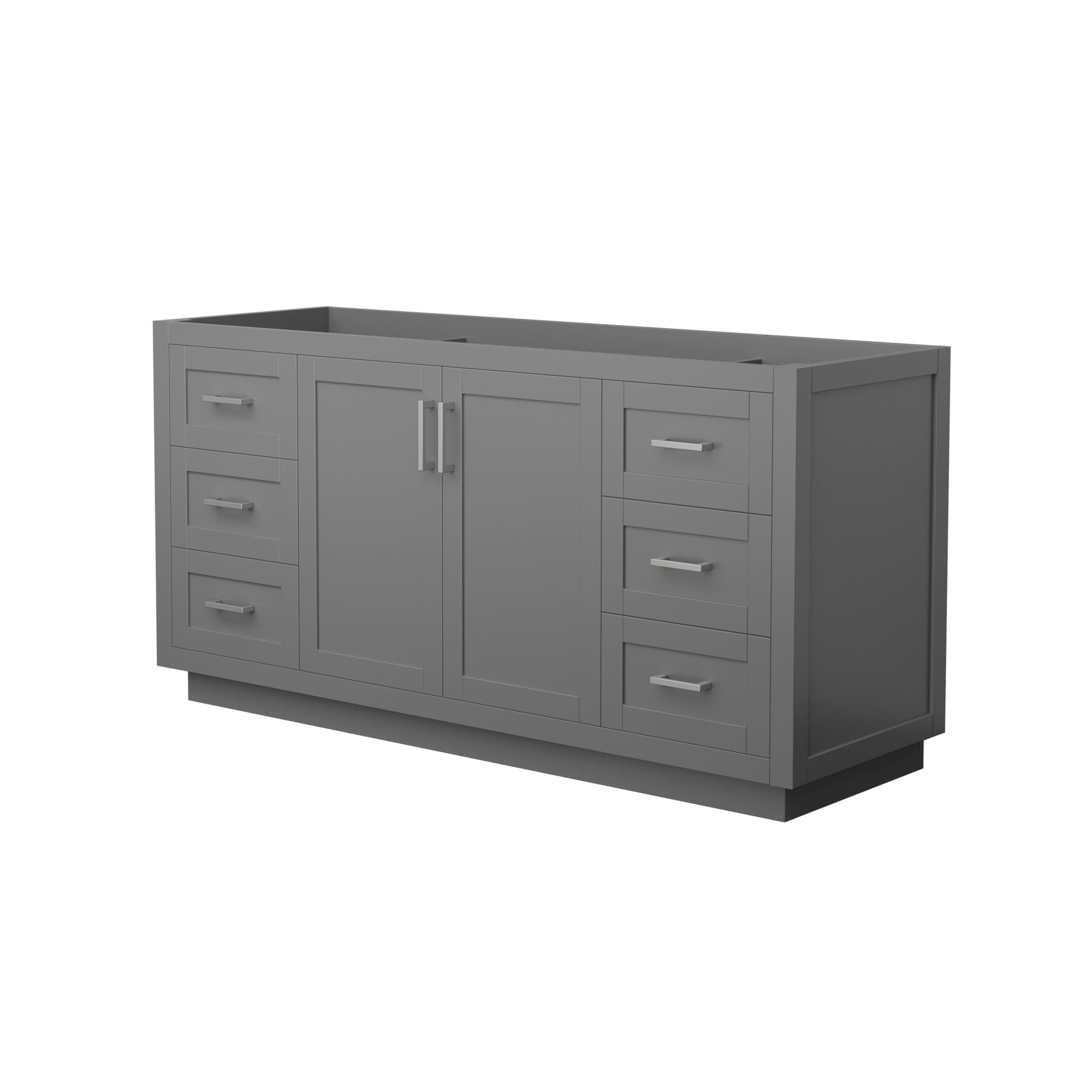 Wyndham Collection WCF292966SKGCXSXXMXX Miranda 66-Inches Dark Gray with Brushed Nickel Trim Bathroom Vanity Base Cabinet without Top
