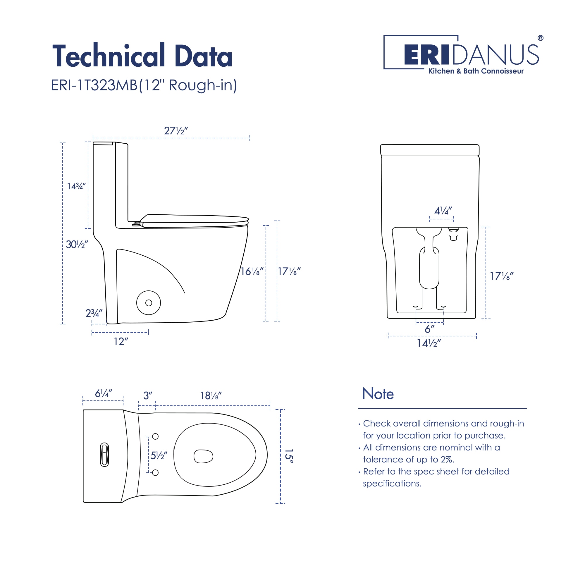 Reno Matte Black Elongated Dual Flush One-Piece Toilet