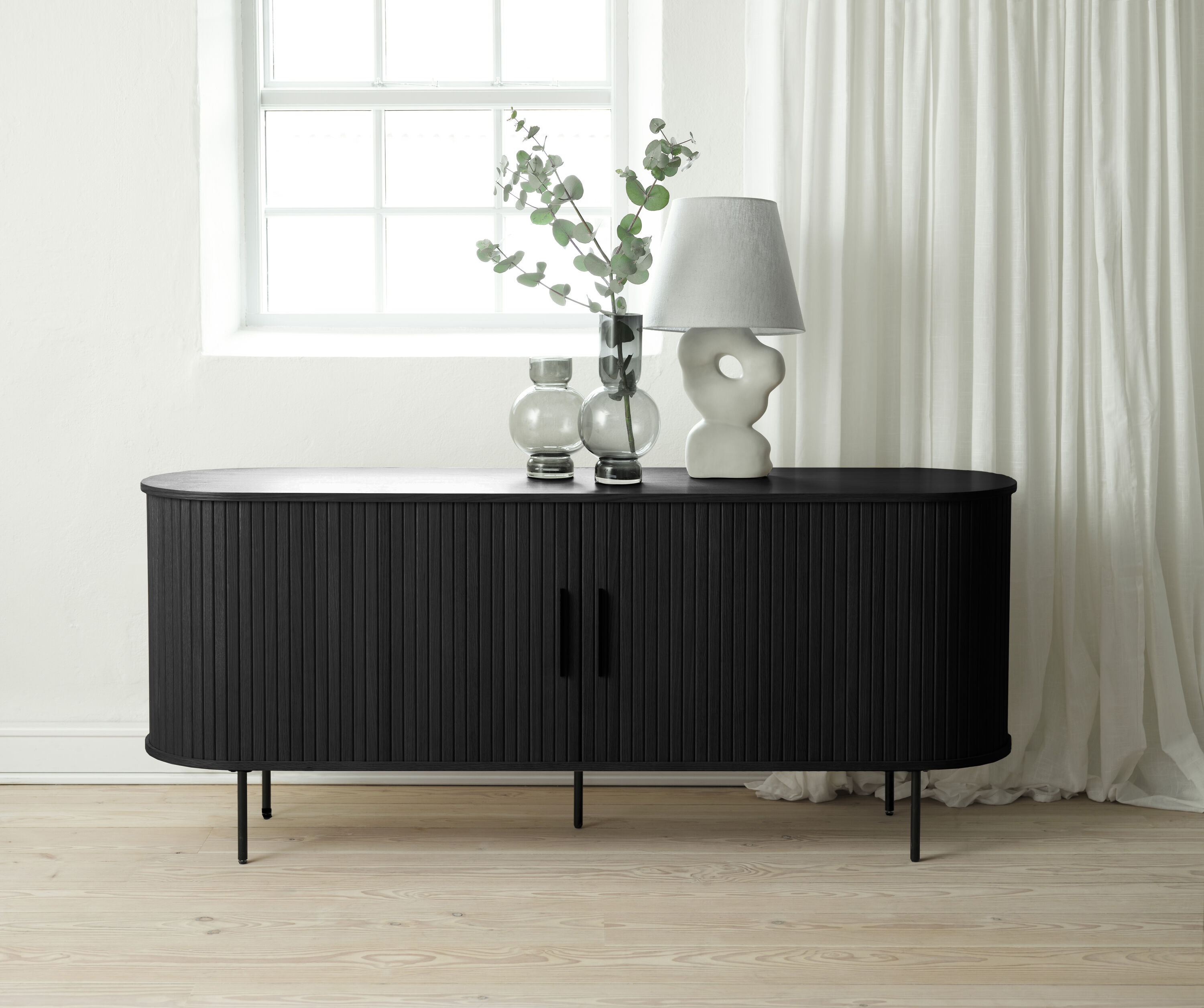  NL-4828-BLK Contemporary/Modern Black Oak Oak Sideboard