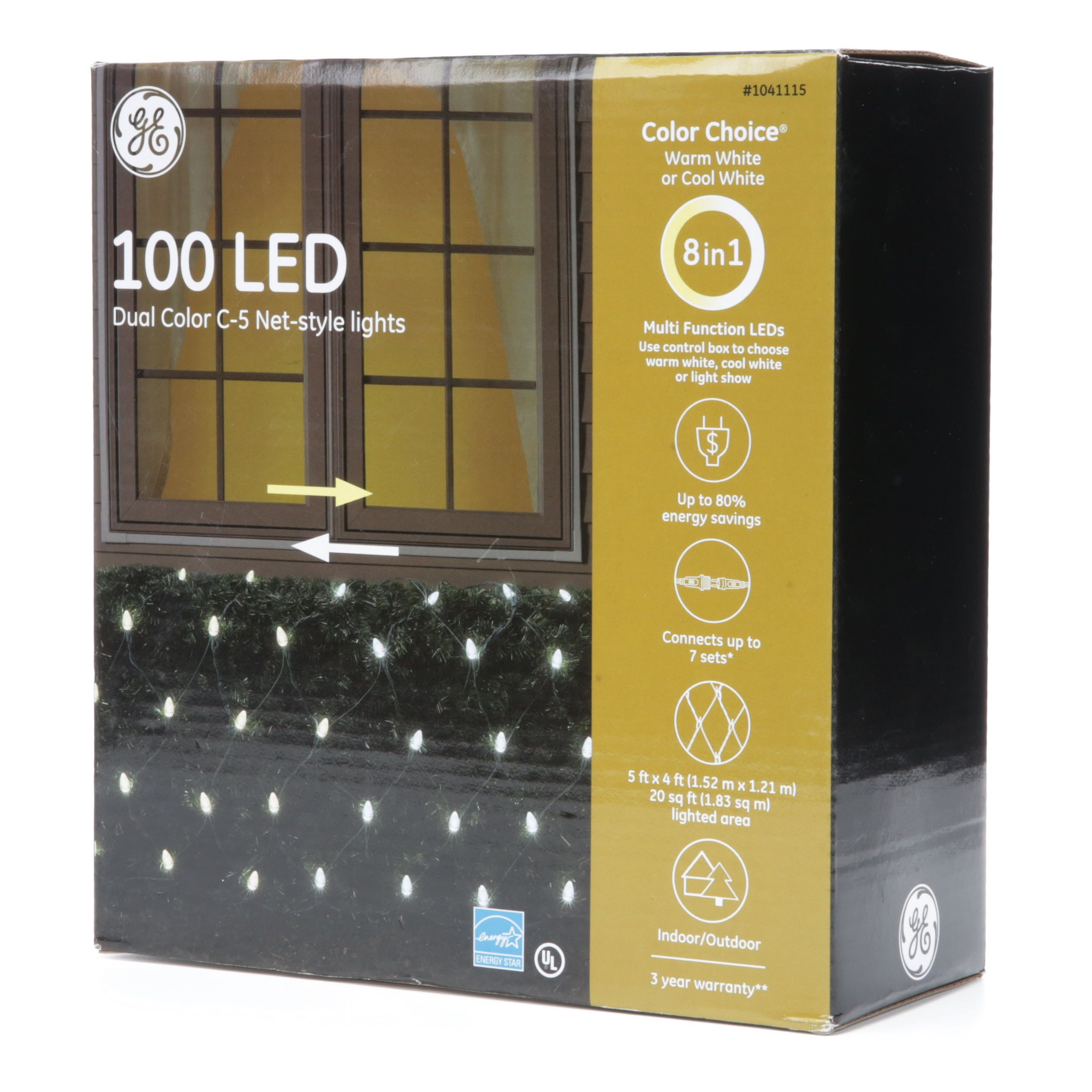 ge 100 led dual color c5 net style lights