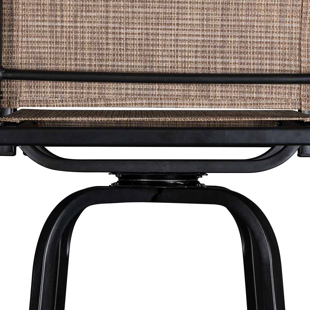 Winado 2 Black Steel Frame Swivel Bar Stool Chair with Tan Woven