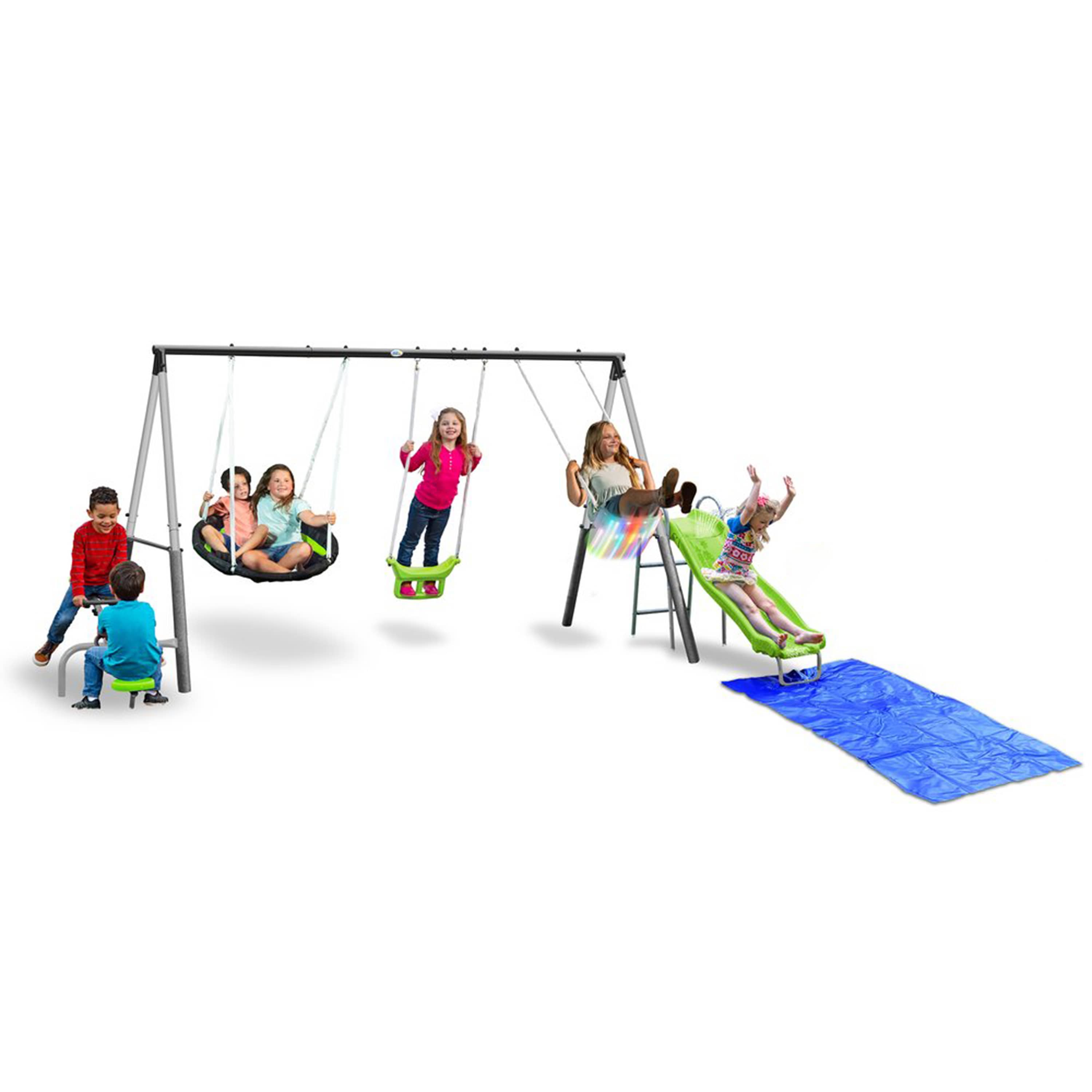 XDP Recreation 412471 Swingin Free Playground Set with Water Slide Super Disc Swing