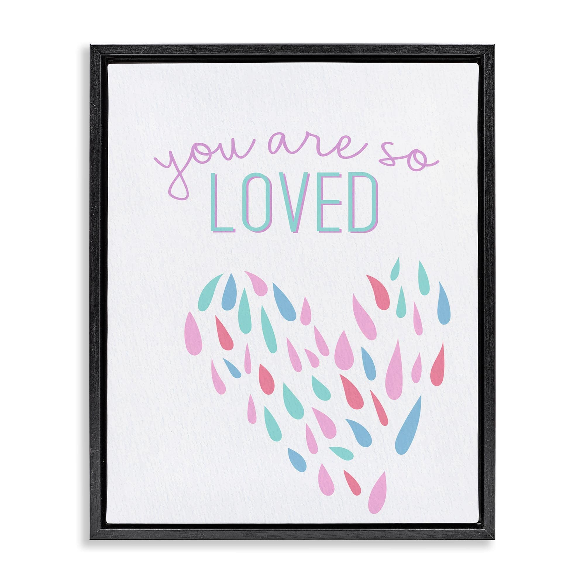 Stupell Industries BS-431-FFB-16X20 So Loved Abstract Heart Black Framed Floater Canvas Wall Art By Kim Allen 17 x 21