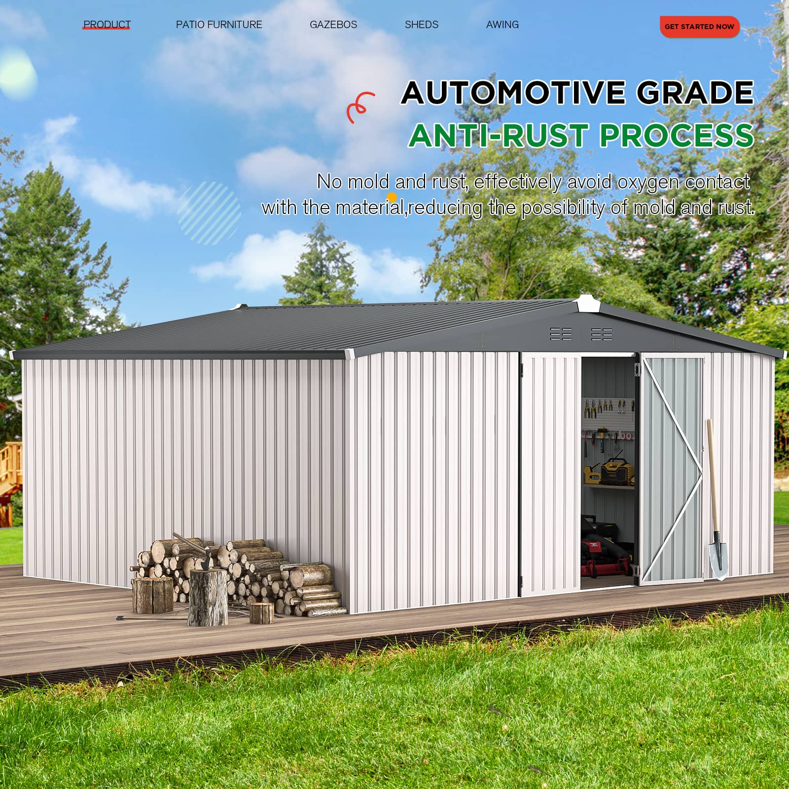 AECOJOY 16333WH-LS02 Metal-Storage-Buildings-Sheds - View #3