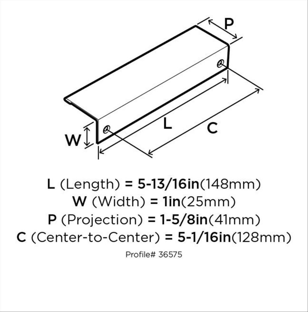 Amerock BP36575G10 Edge Pull Collection 5-1/16 in. (128mm) Pull, Satin  Nickel