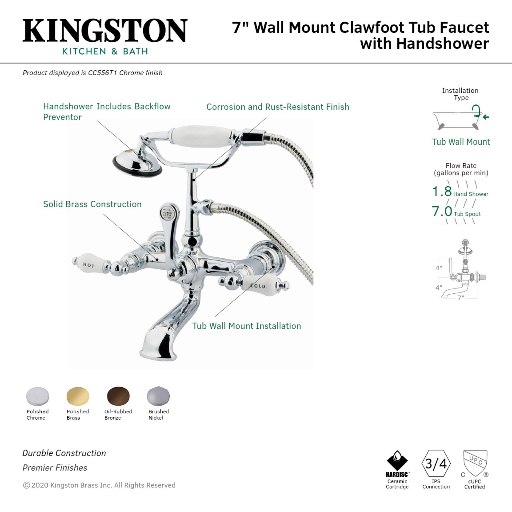 Kingston Brass WLCC555T8 Roman-Tub-Faucets - View #2