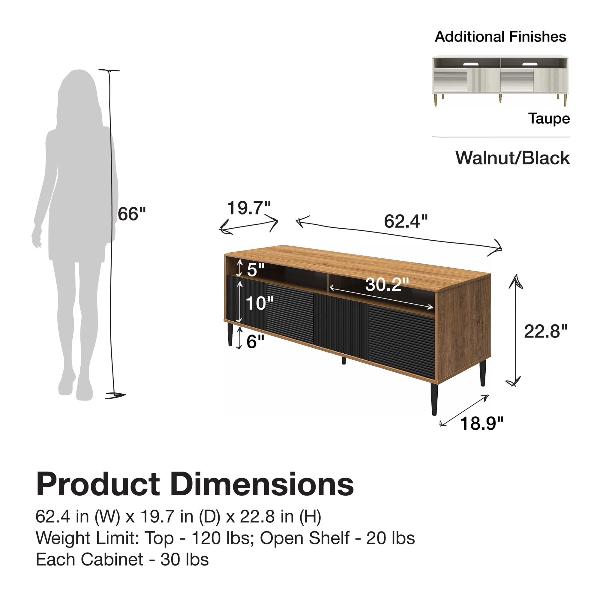 Sunbaked Taupe Fluted Media Console with Gold Feet