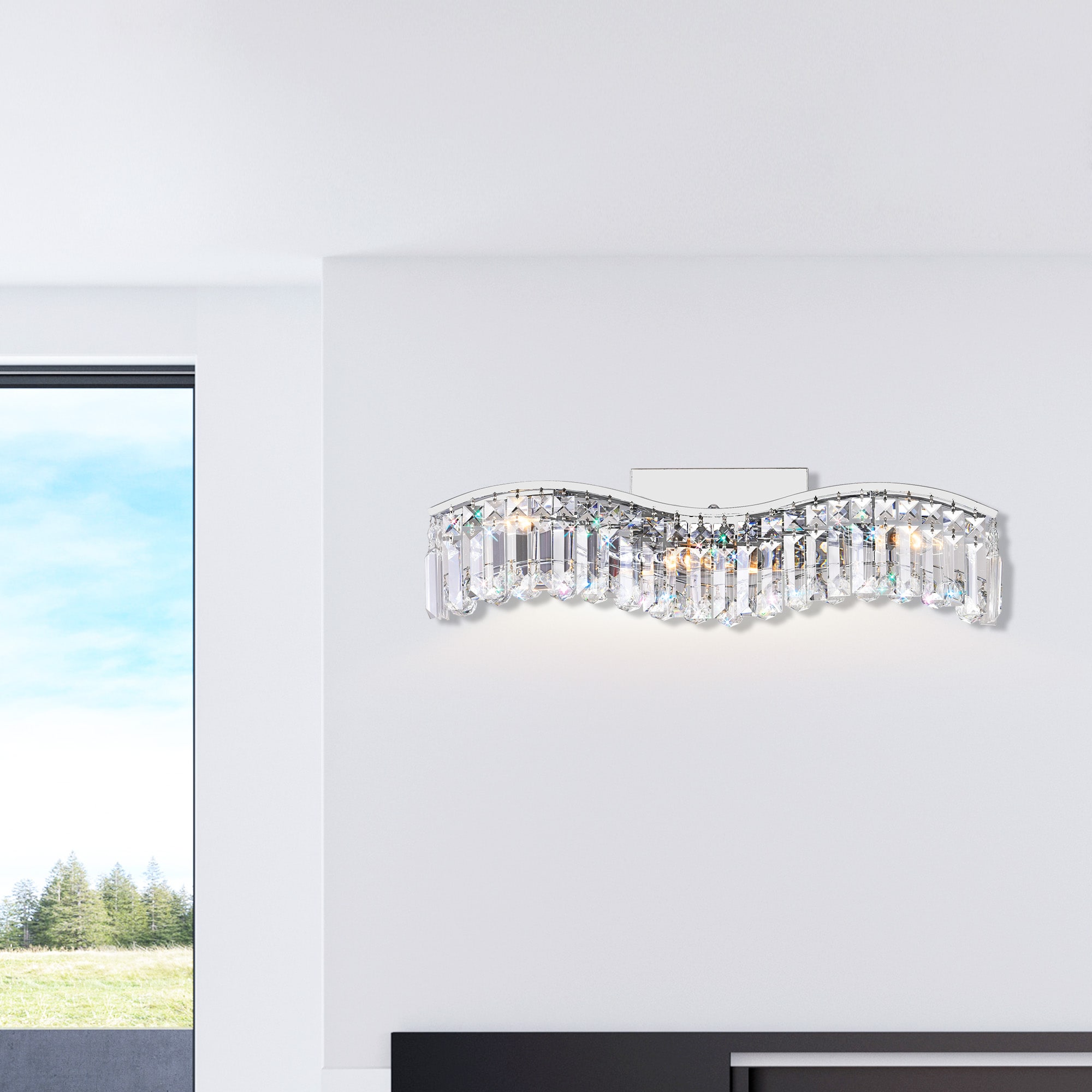 CWI Lighting 8004W25C-A (CLEAR) Glamorous 25-in 3 -Light Multiple finishes Chrome Traditional Vanity light