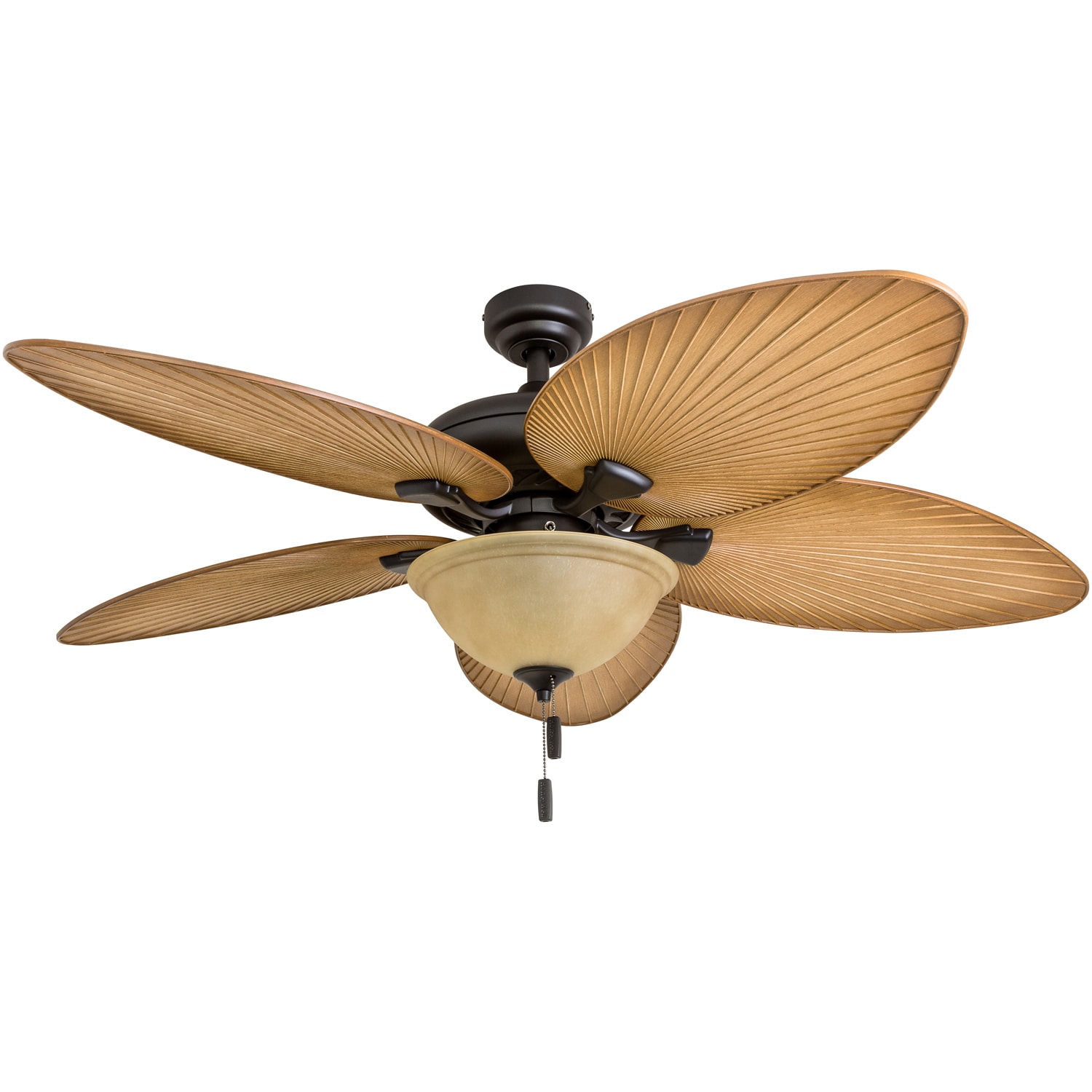 52" Ceiling Fan with Light Kit Indoor Outdoor Downrod Bronze Palm Tropical Blade 