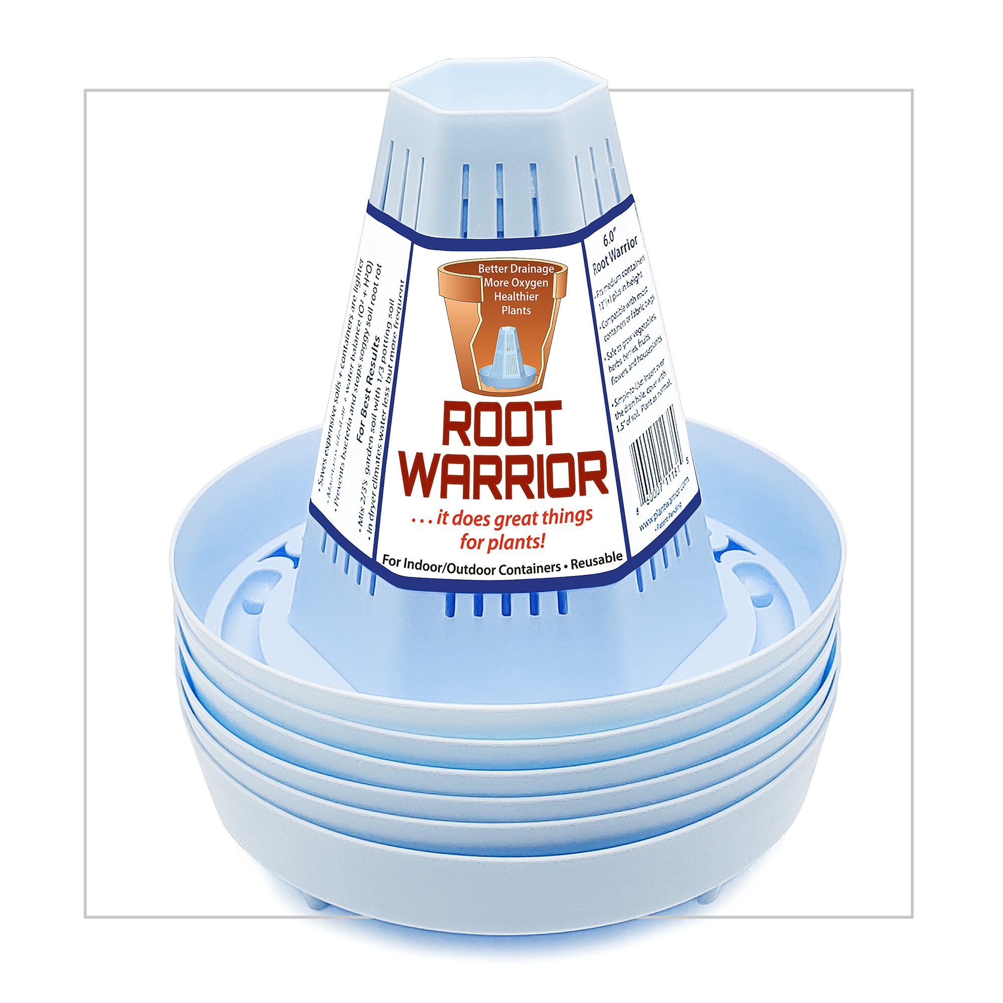Plant Warrior RW6B 6-Pack Cone 6.5-in W x 6-in H Blue Plastic Indoor/Outdoor Planter