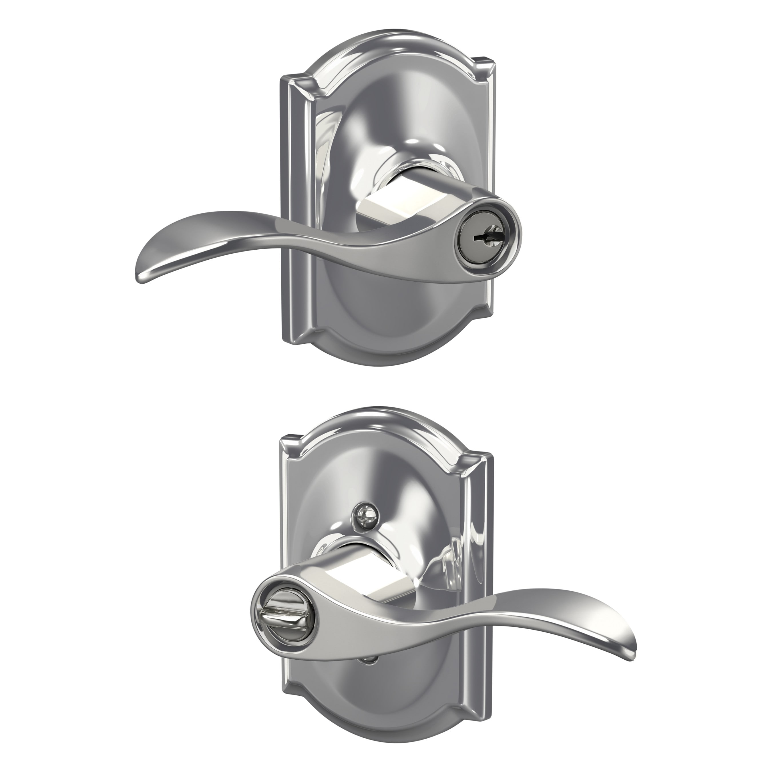 Schlage F51A ACC 625 CAM F51A Acc/Cam Accent - Camelot Polished Chrome Exterior Keyed entry Door Handle