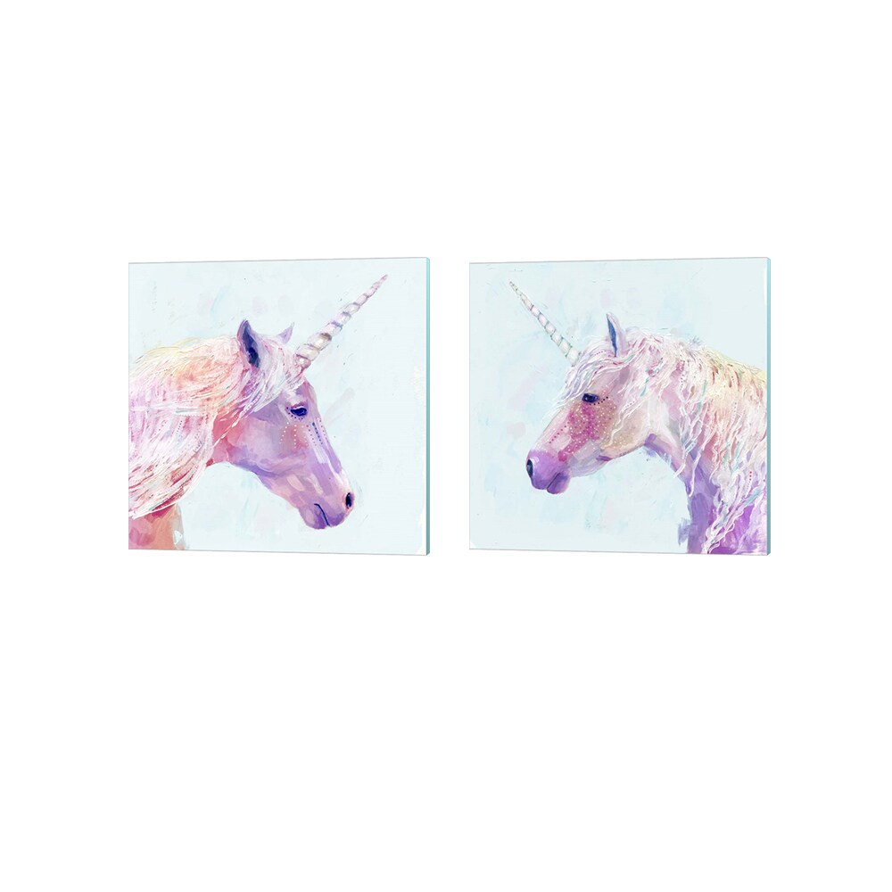 Metaverse Corporation PLI761489 Mystic Unicorn I and Ii Victoria Borges 14-in H x 14-in W Fantasy Print on Canvas