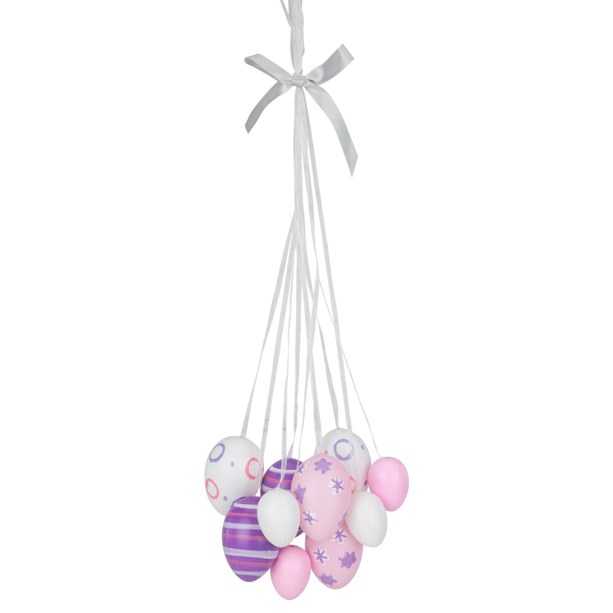 Northlight Spring Easter Egg Cluster Hanging Decoration - 15 inch - Pink/White/Purple
