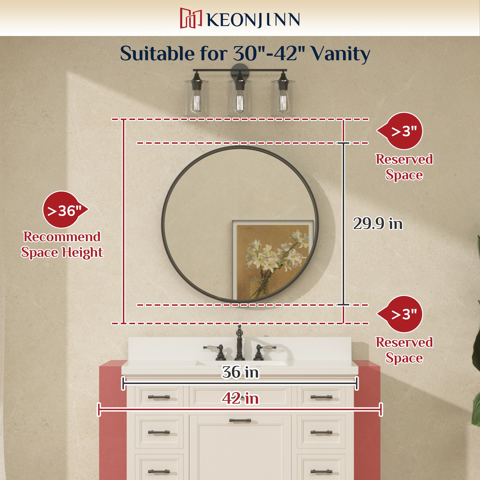 Keonjinn LW-JZ-YXJSK-R76BK Decor-Mirrors - View #3