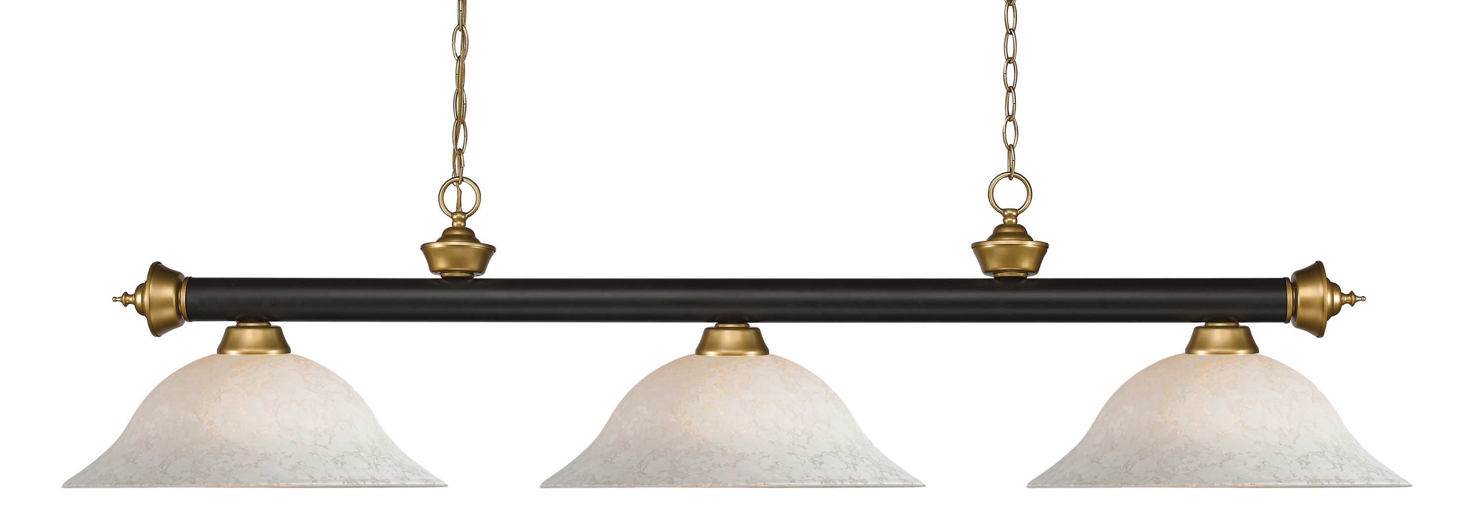 Z-Lite 200-3BRZ+SG-WM16 Riviera Bronze + Satin Gold Incandescent Medium base (E-26) Pool Table Lighting