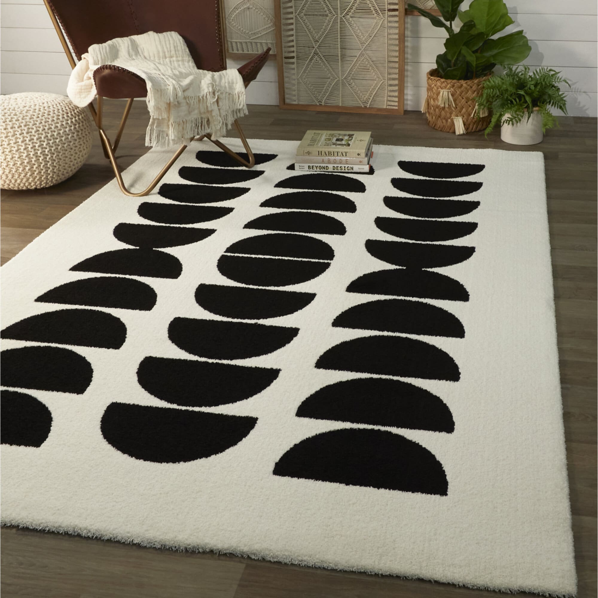 Balta 3007242 8 x 10 (ft) Loomed Polyester White Rectangular Indoor Geometric Bohemian/Eclectic Area rug