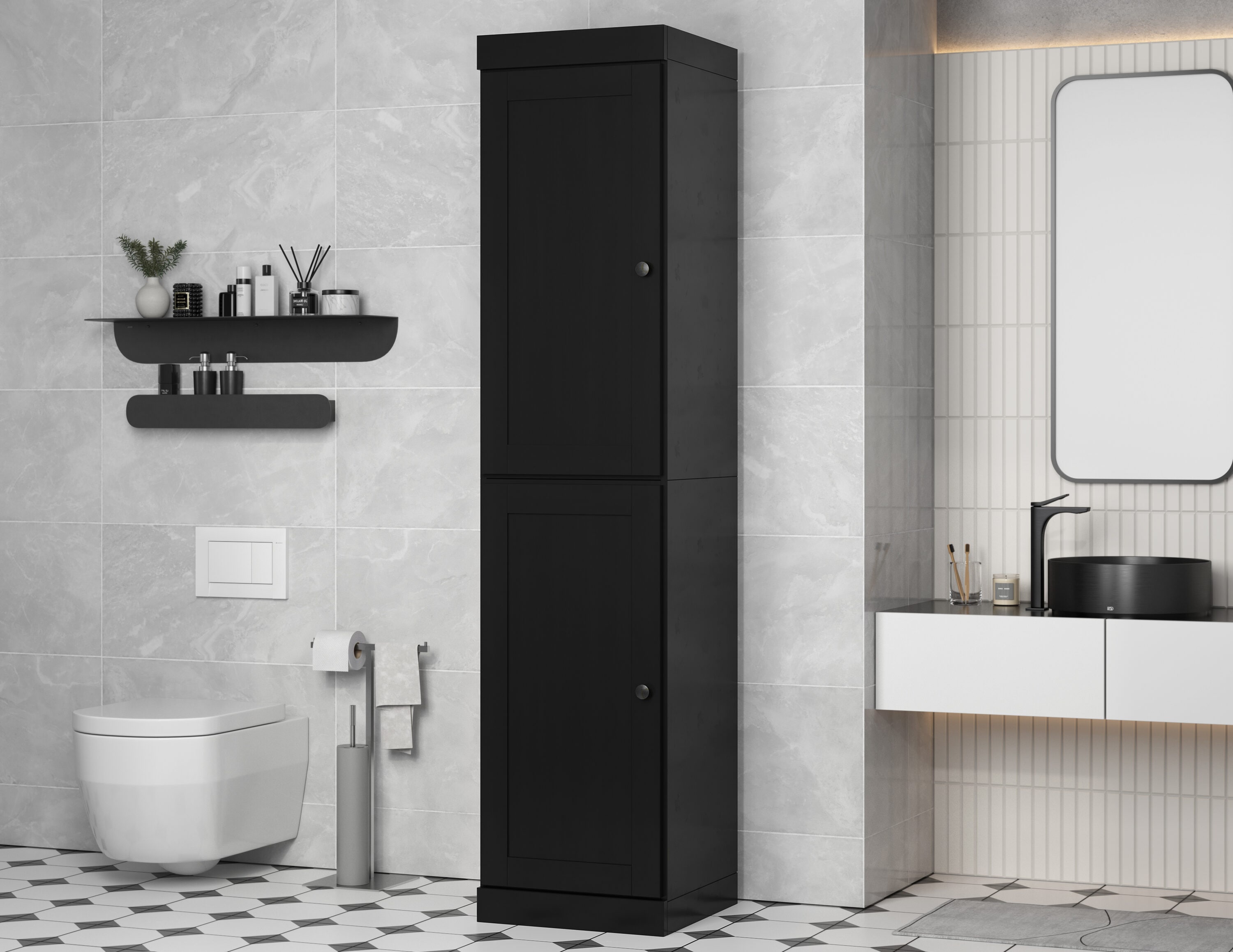 Palace Imports Solid Wood Tall Modular Narrow Shaker Bathroom Linen Laundry Room Storage Cabinet
