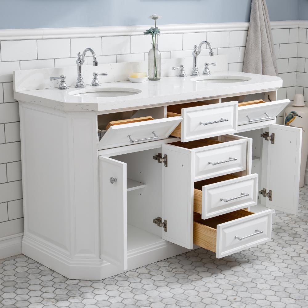Water Creation Palace 60 In Pure White Undermount Double Sink Bathroom Vanity With Quartz Top 