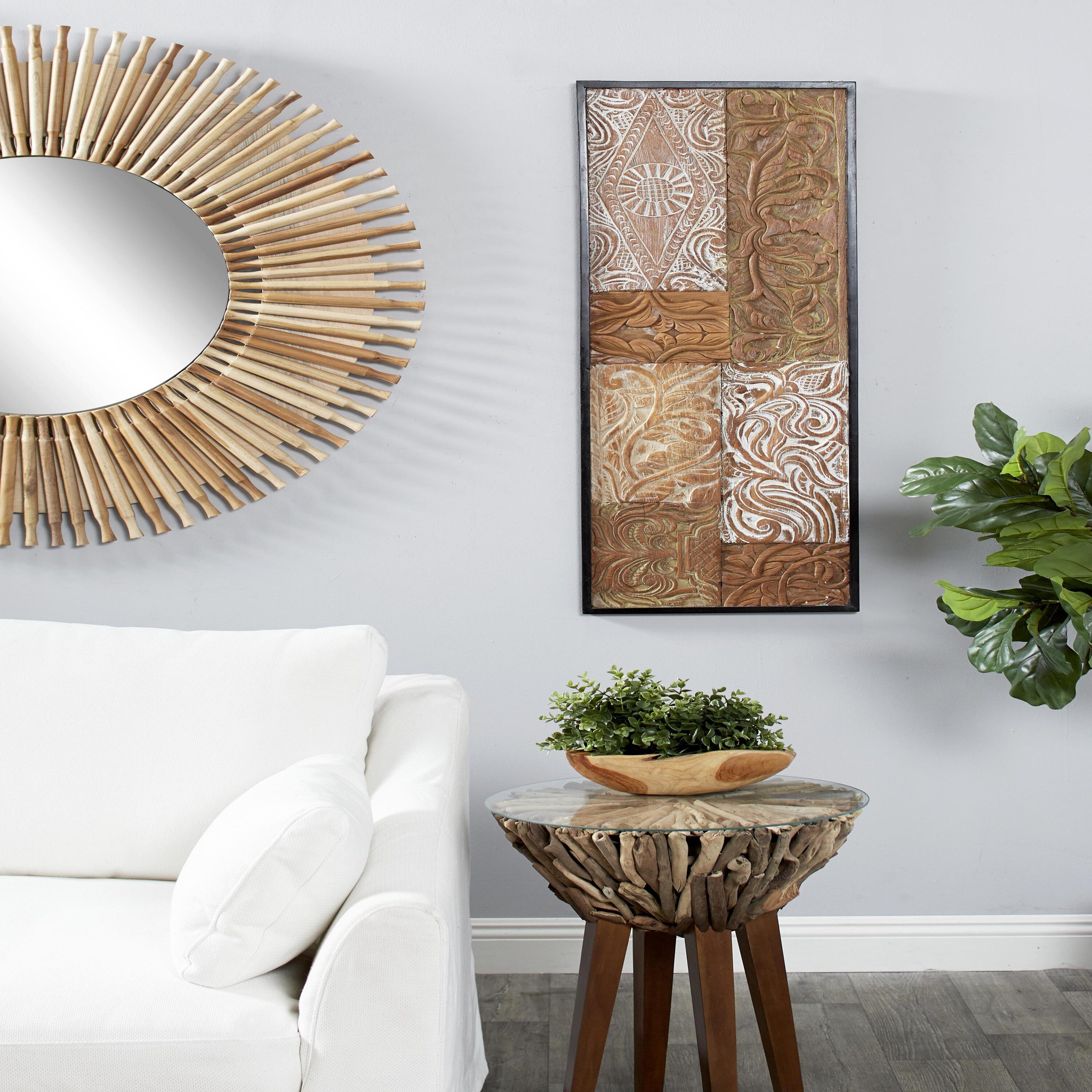 Brown 48.5-in H x 17-in W Abstract Wood Painting