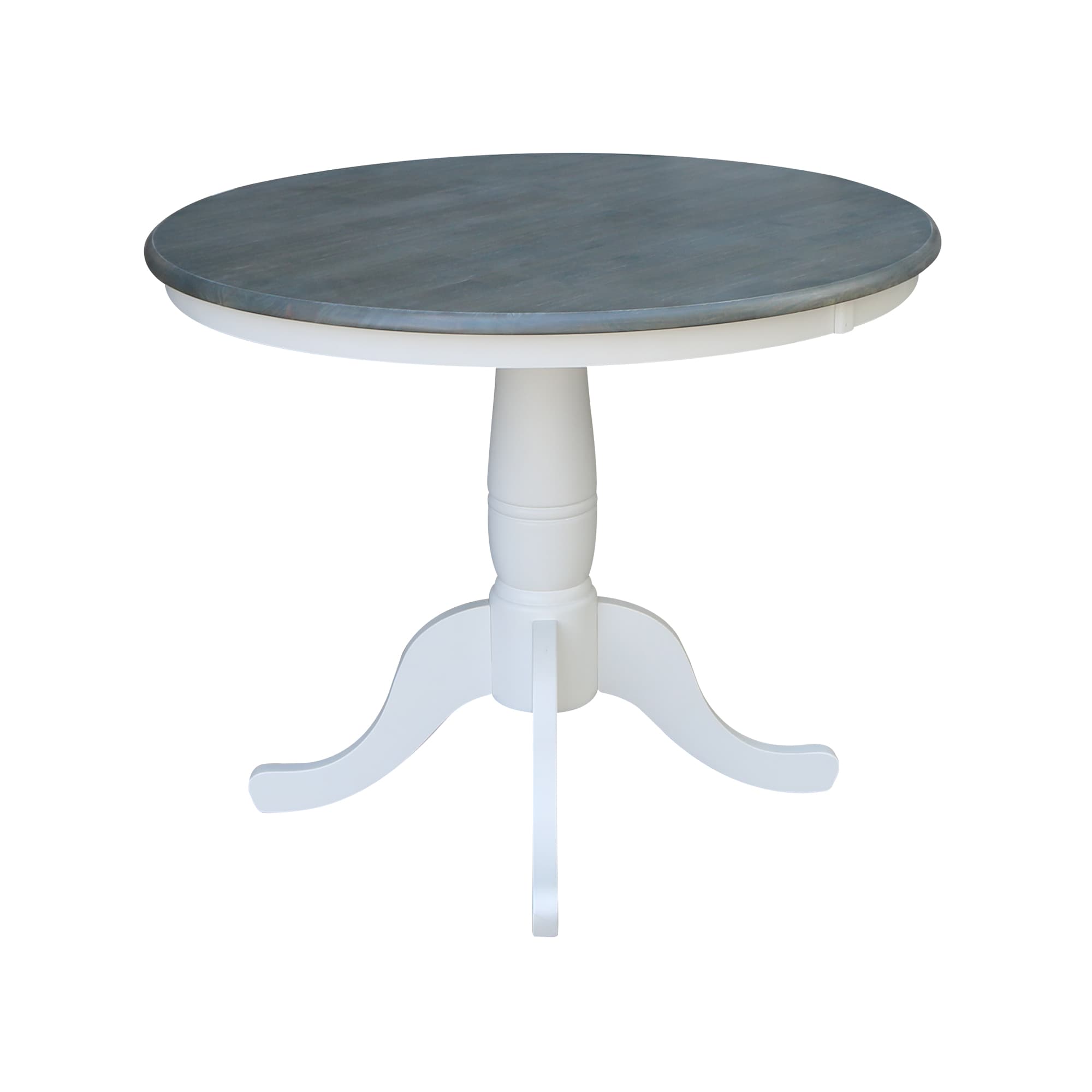 Eco-Friendly Transitional 39" Round Wood Dining Table in White & Heather Gray