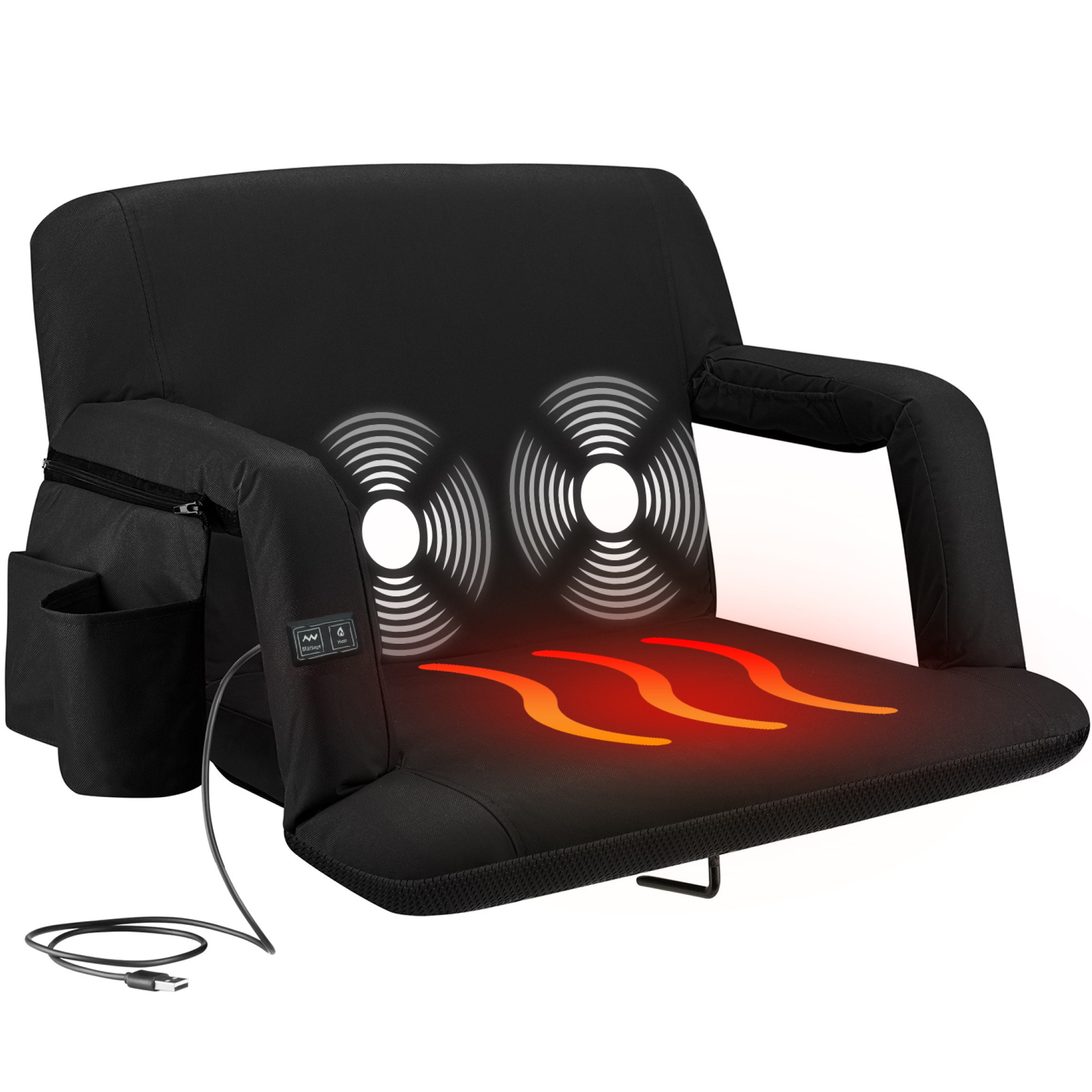 Alpcour APC-RSSHMAWBK 25x17 Polyester Heated bleacher seat