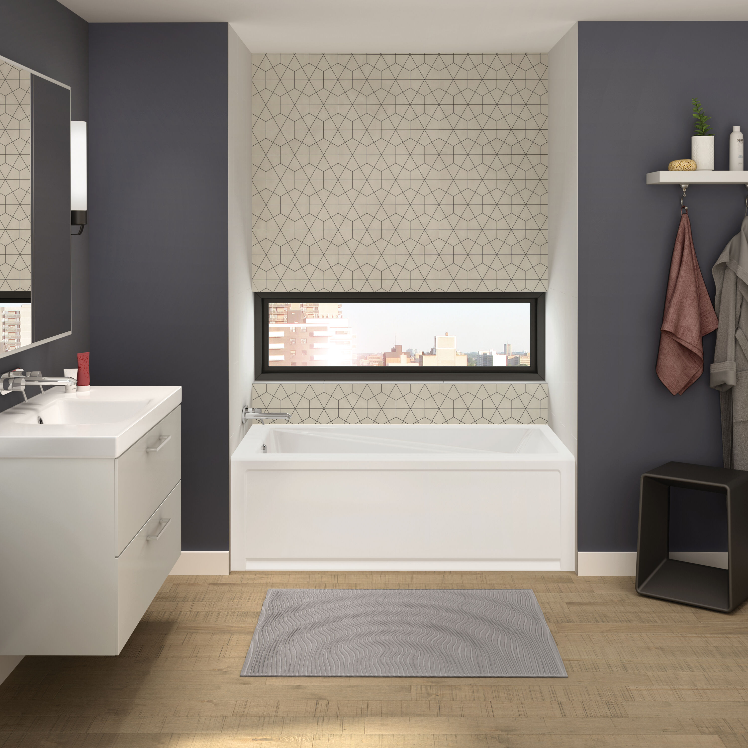 MAAX 105454-000-001-001 New Town 30-in x 59.75-in White Acrylic Rectangular Alcove Soaking bathtub ( Left Drain )