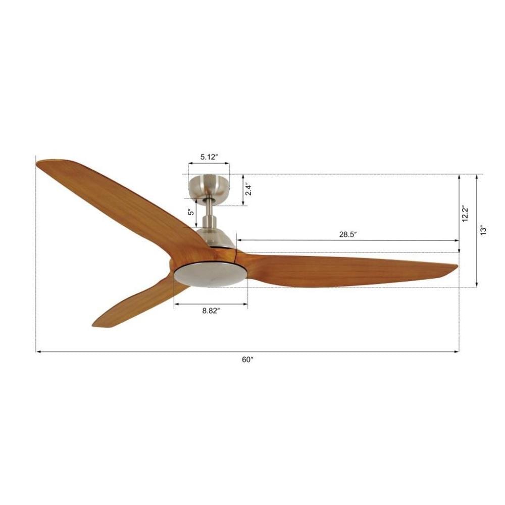 Lucci Air Type A 60-in Brushed Chrome with Teak Blades Indoor Ceiling ...